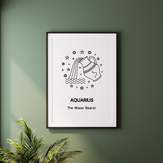 aquarius star sign print the water bearer
