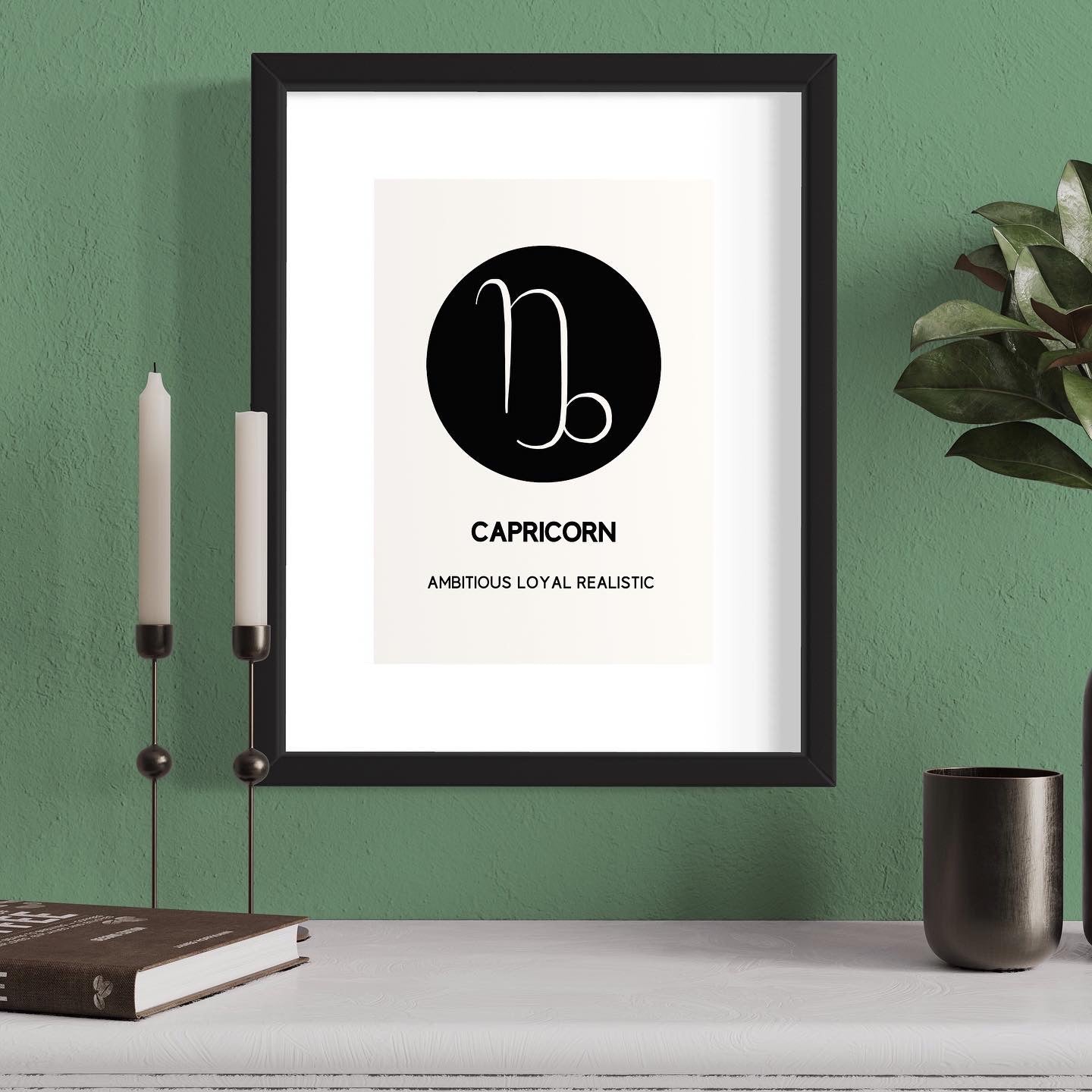 capricorn sign symbol print