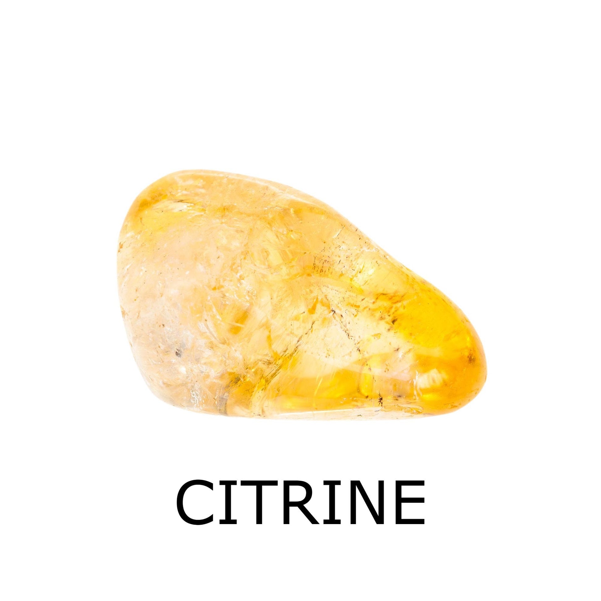 citrine tumbled stone with label