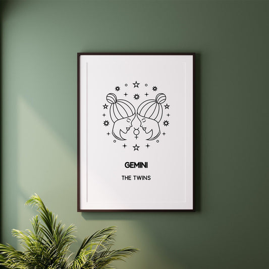 gemini star sign print the twins