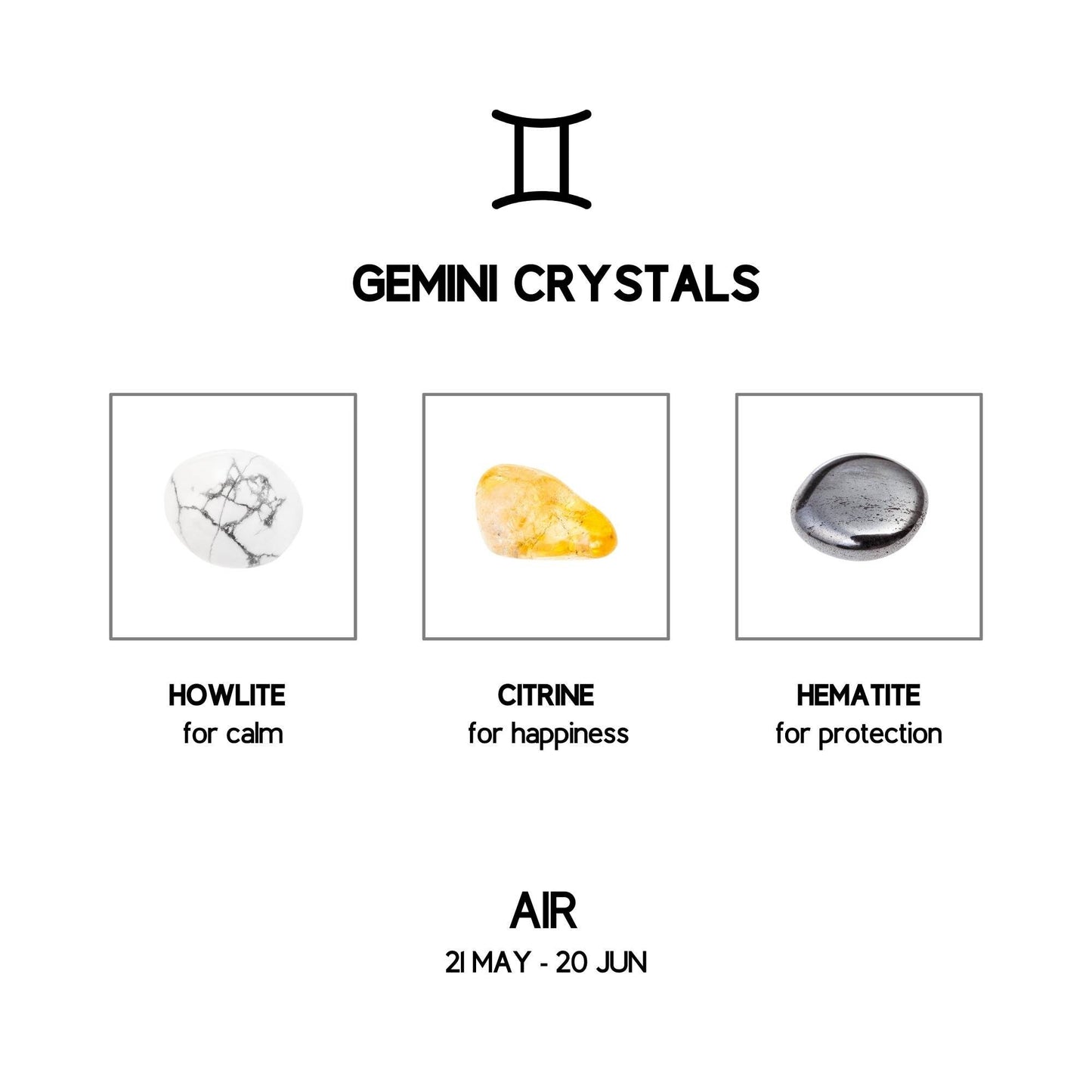 gemini zodiac crystal set