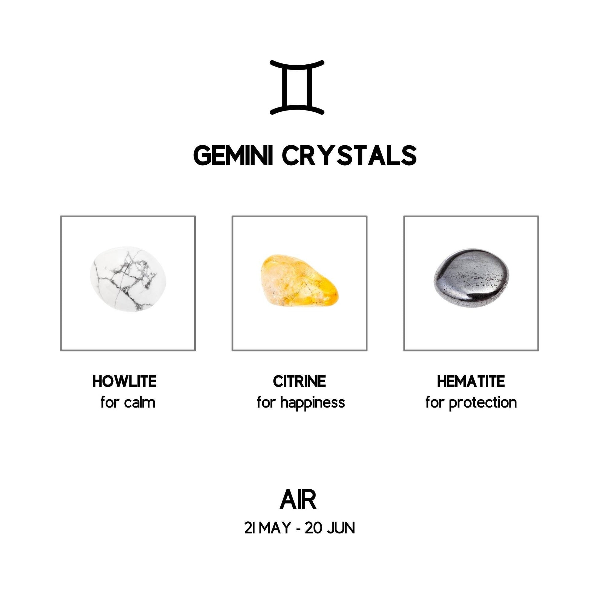 gemini zodiac crystal set