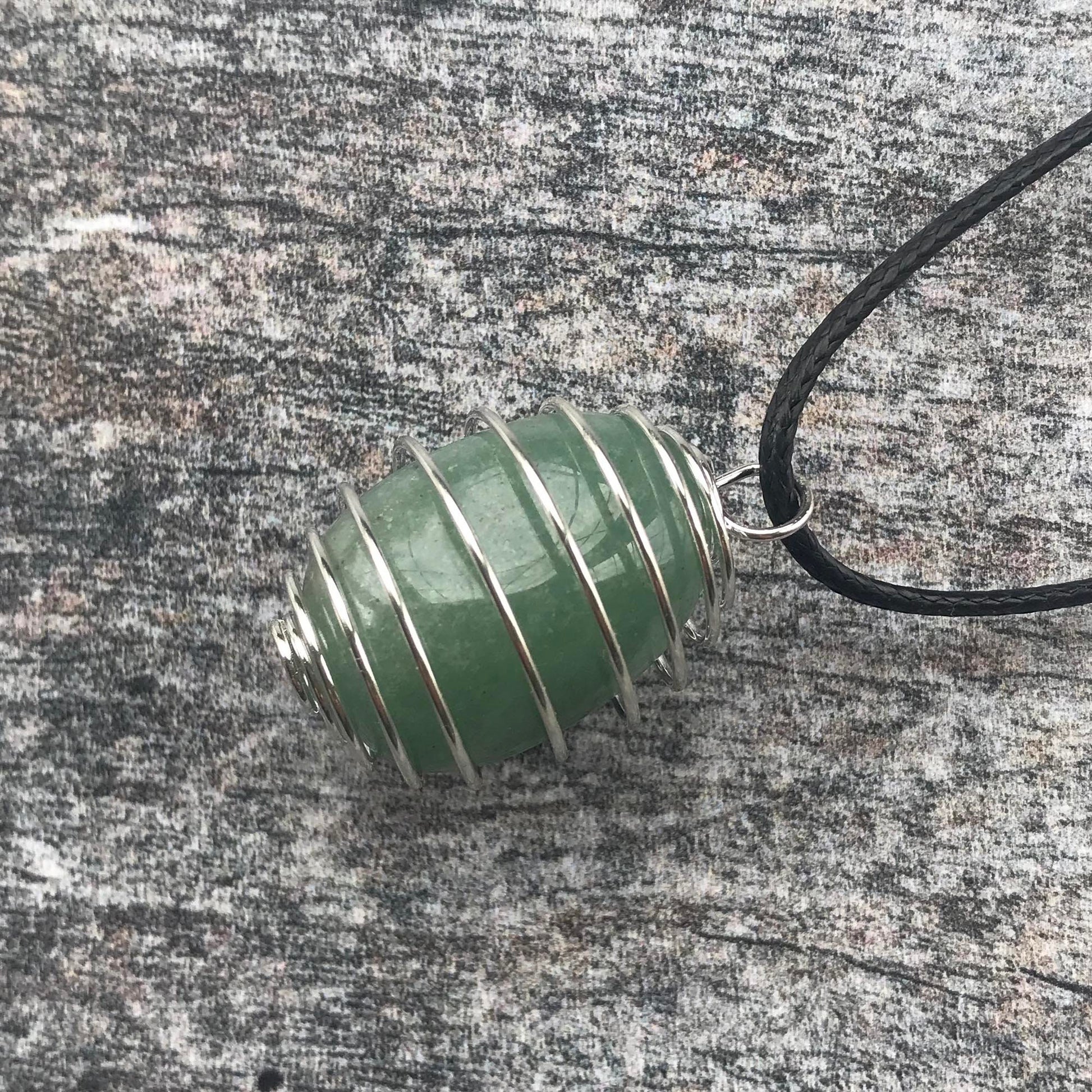 green aventurine wire wrapped necklace
