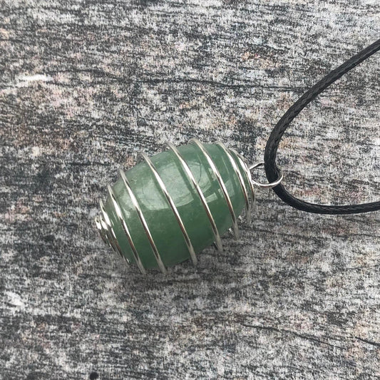 green aventurine wire wrapped necklace