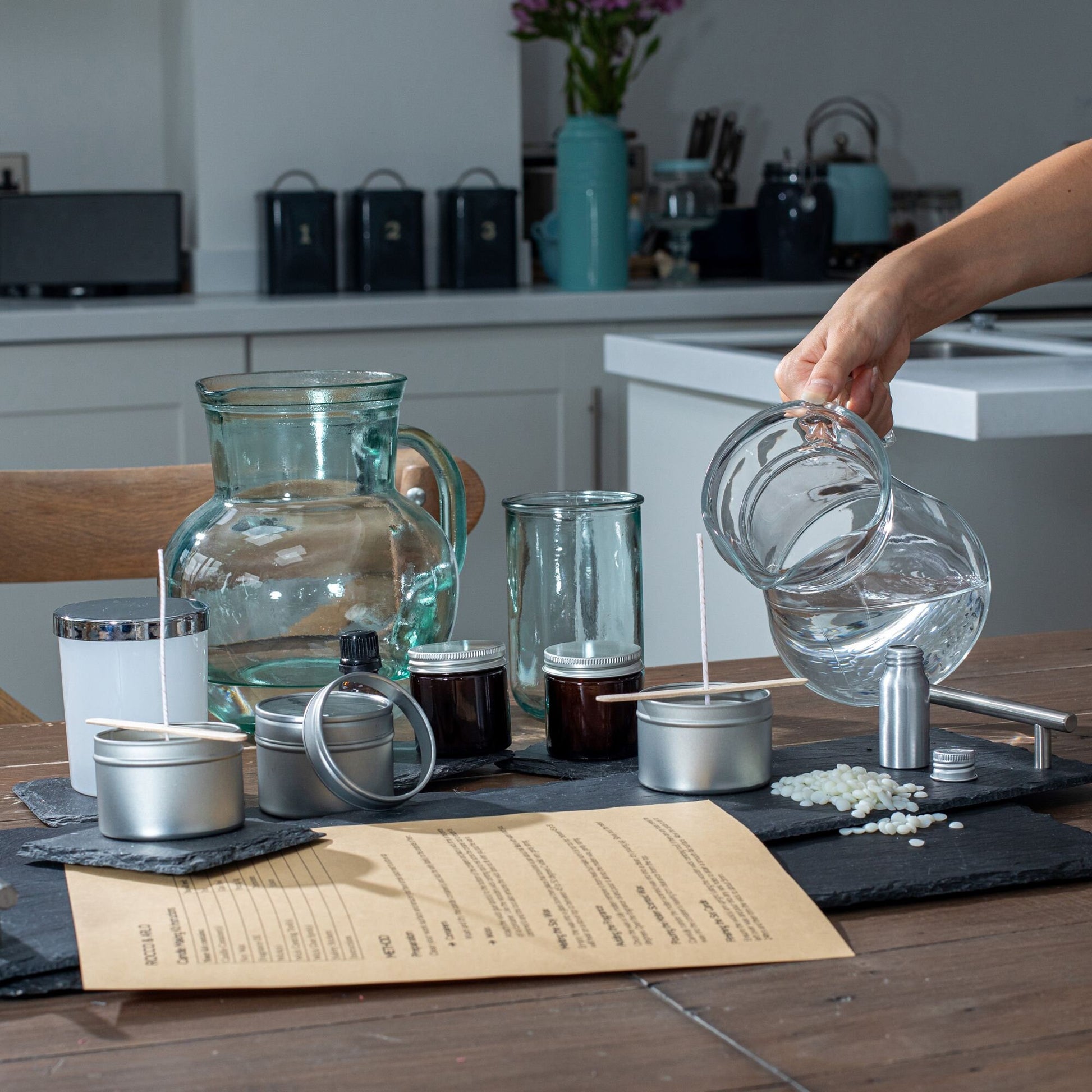 PISCES Zodiac Crystal & Candle Making Kit | Add Glyph, Star Sign or Constellation Labels | Sage and Sea Salt Scented