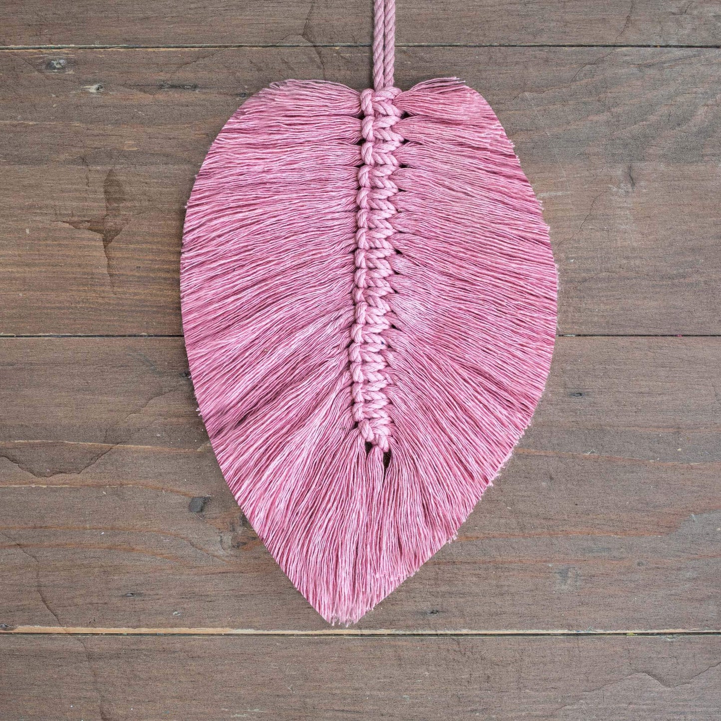 DIY Macrame Feather Making Kit | Modern Macrame Wall Hanging Kit | Dark Grey / Dusky Pink / Natural