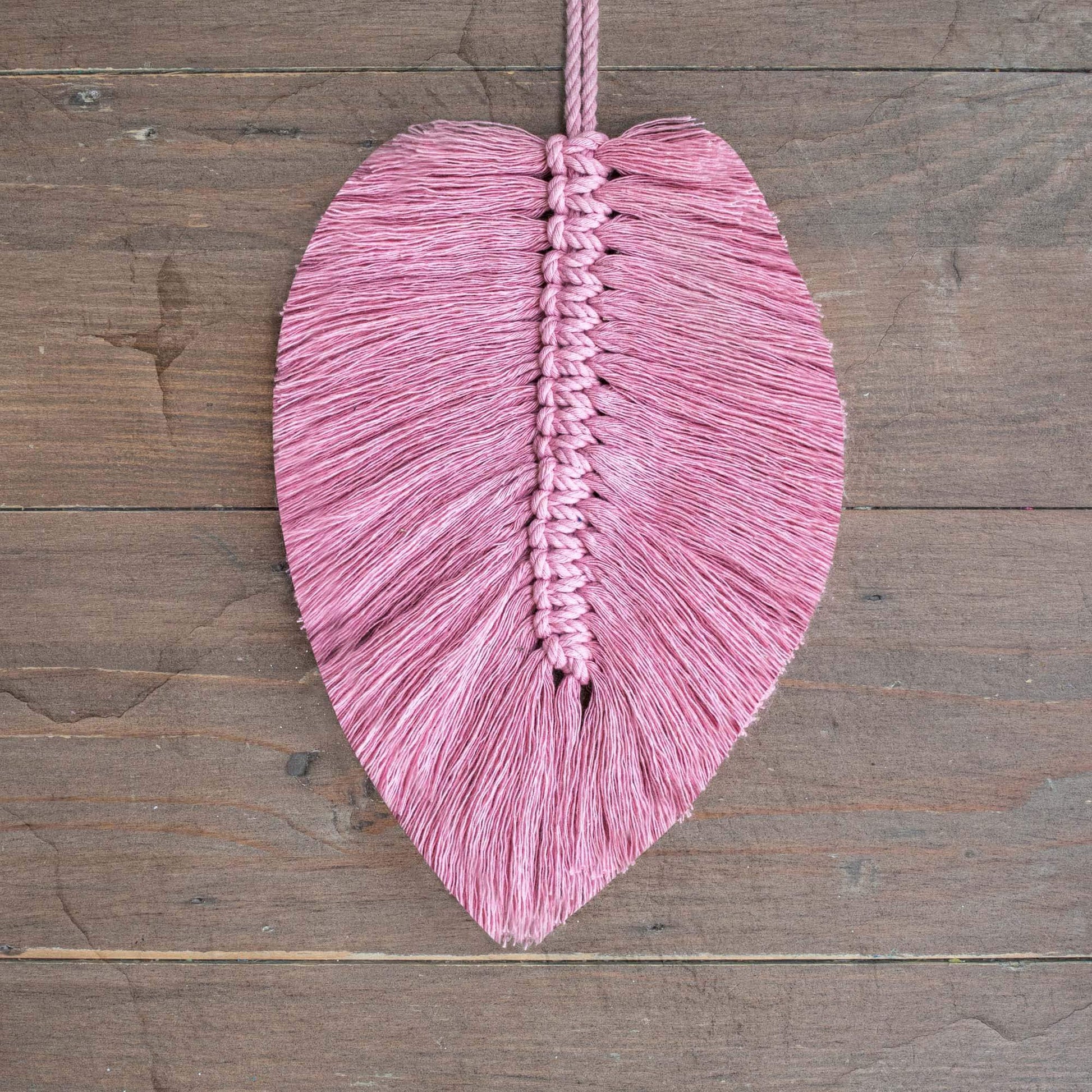 DIY Macrame Feather Making Kit | Modern Macrame Wall Hanging Kit | Dark Grey / Dusky Pink / Natural