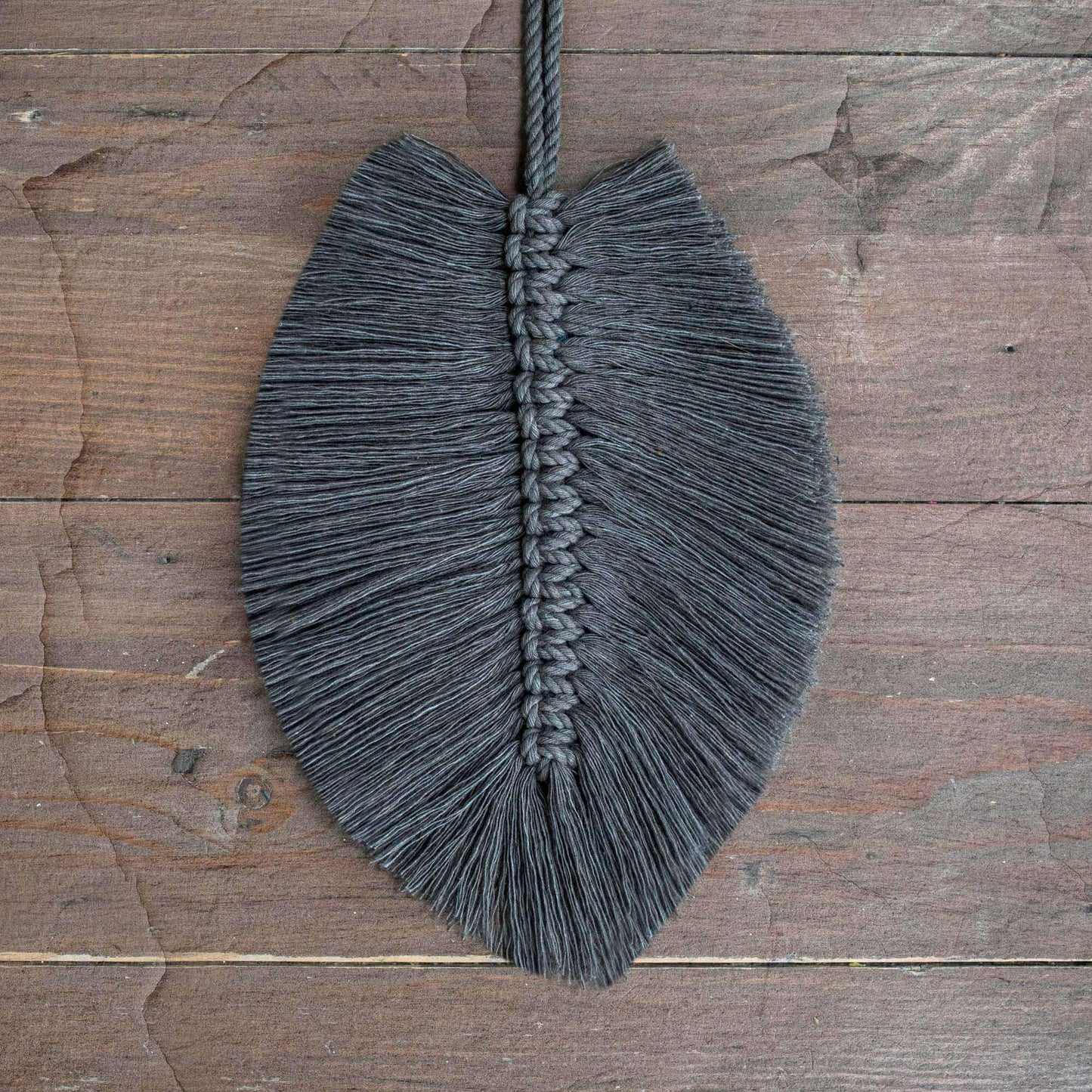 DIY Macrame Feather Making Kit | Modern Macrame Wall Hanging Kit | Dark Grey / Dusky Pink / Natural