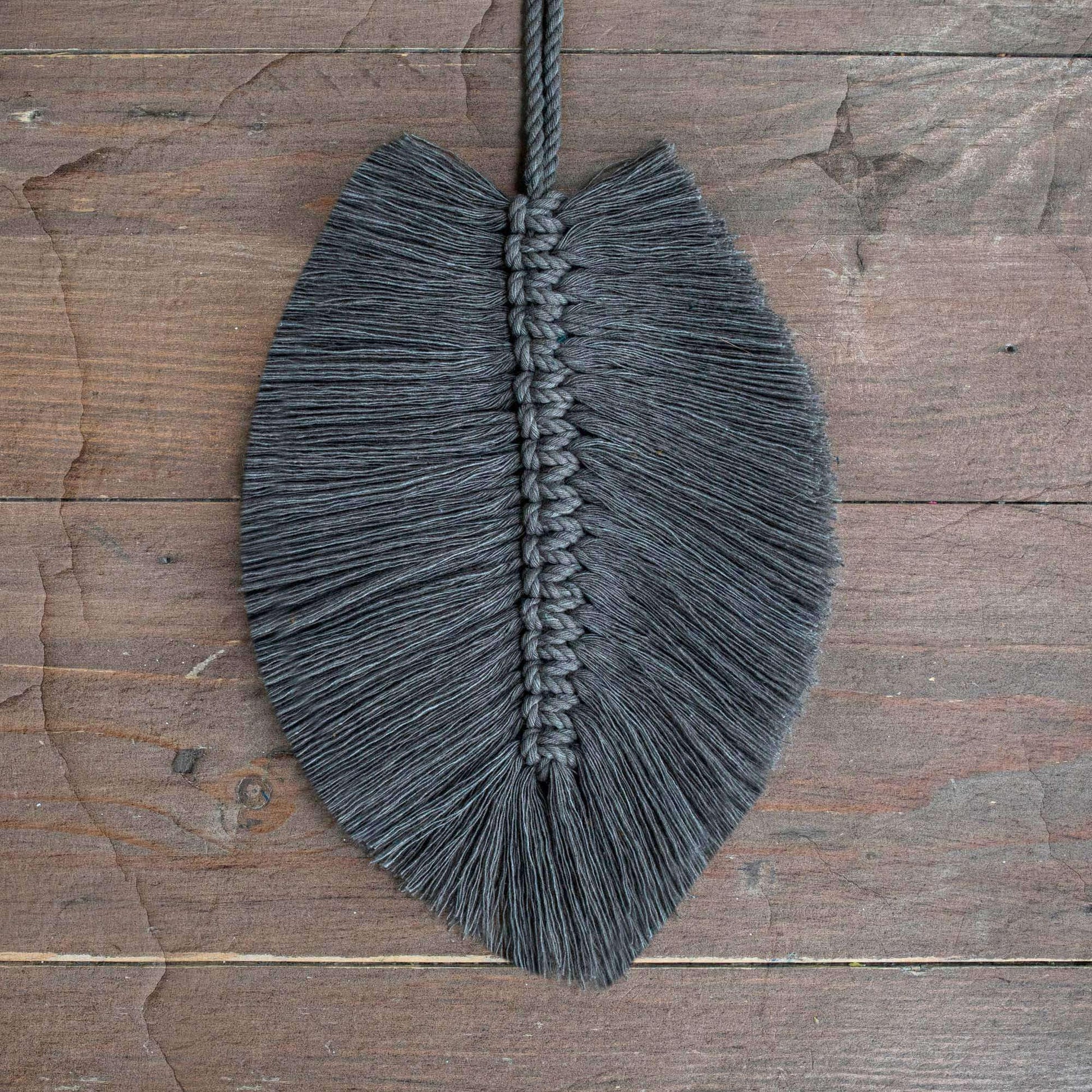 DIY Macrame Feather Making Kit | Modern Macrame Wall Hanging Kit | Dark Grey / Dusky Pink / Natural
