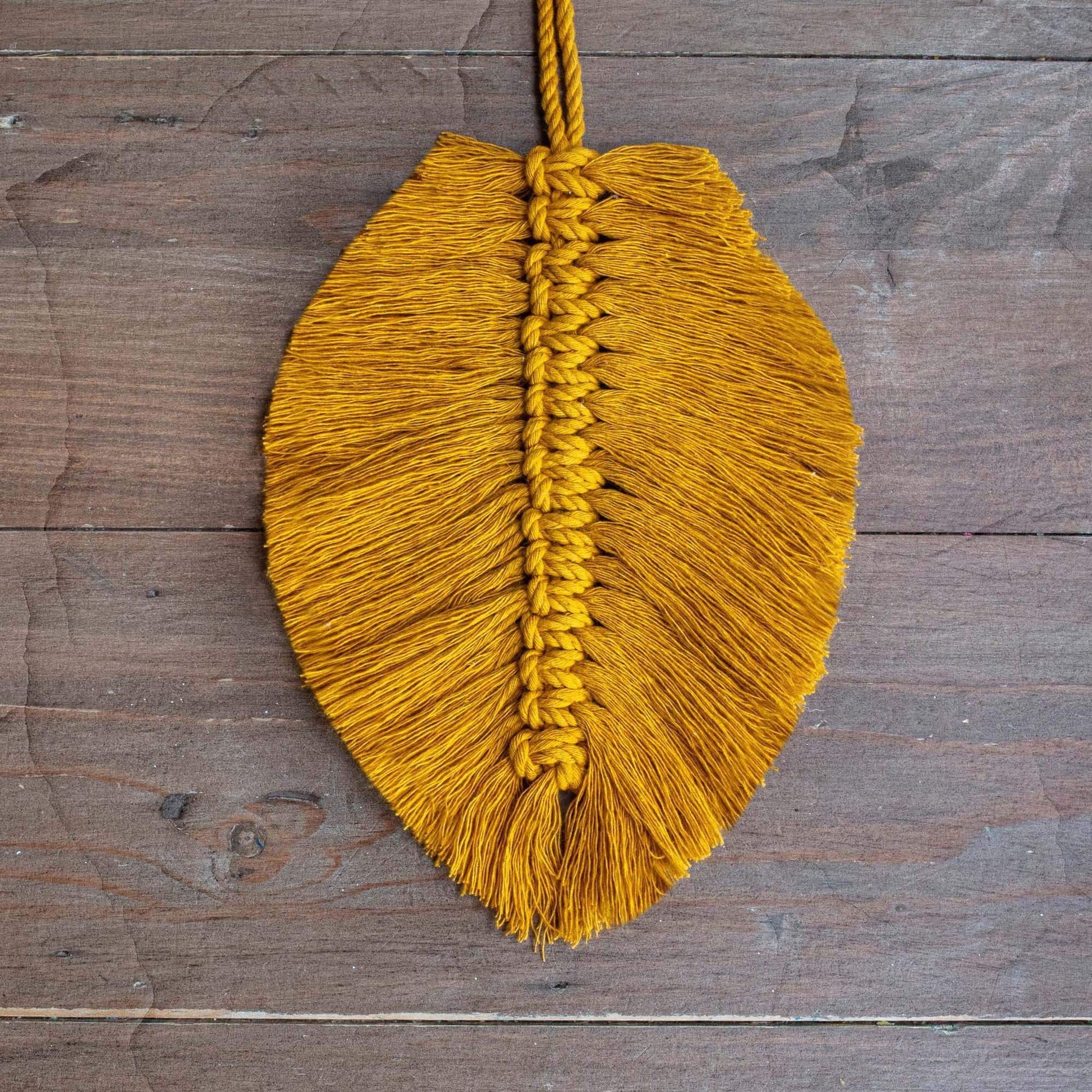 Macrame Wall Hanging Kit | DIY Macrame Feather Kit | Sage Green / Mustard / Natural