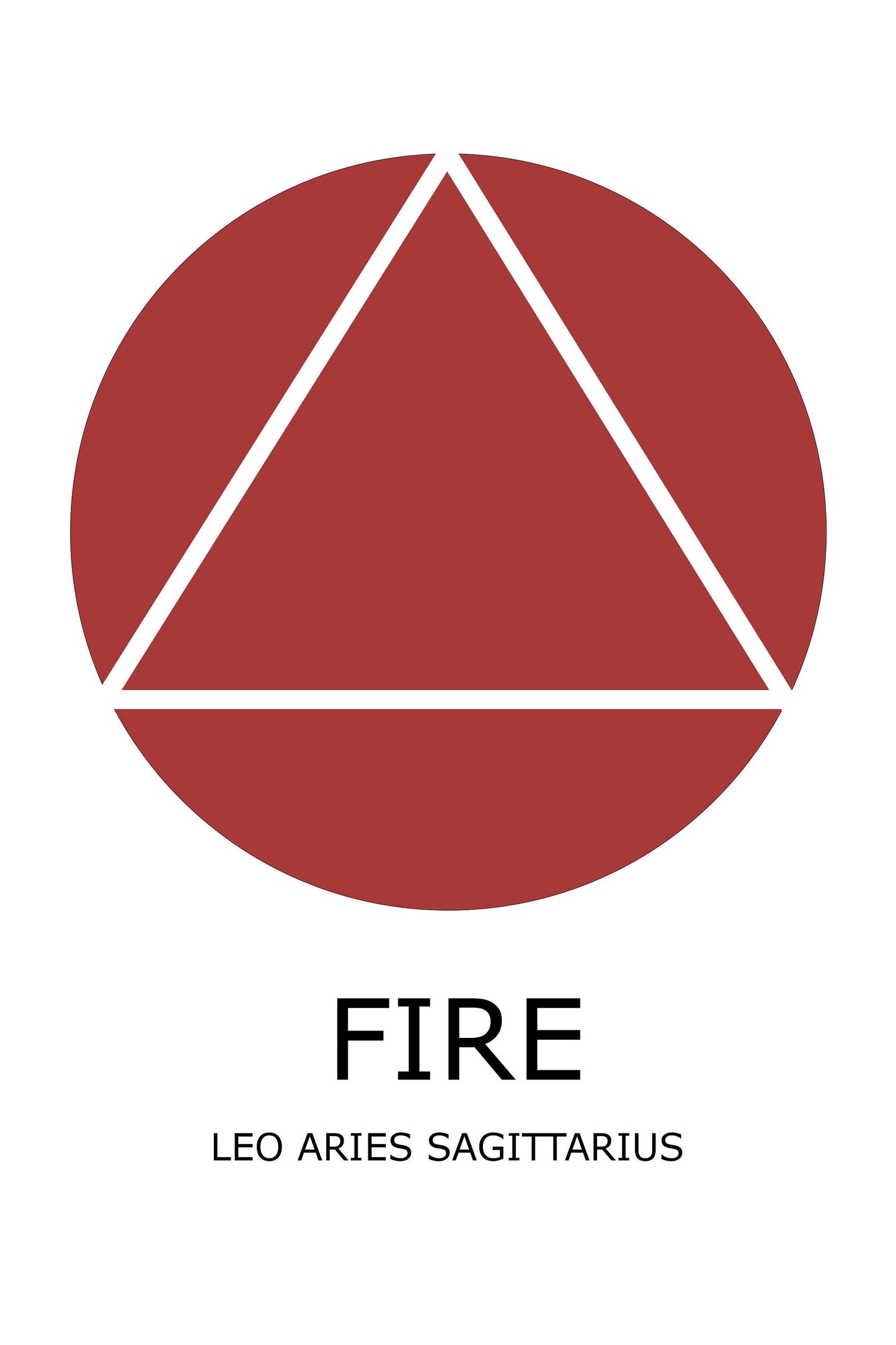fire element a6 print for star signs leo, aries and sagittarius