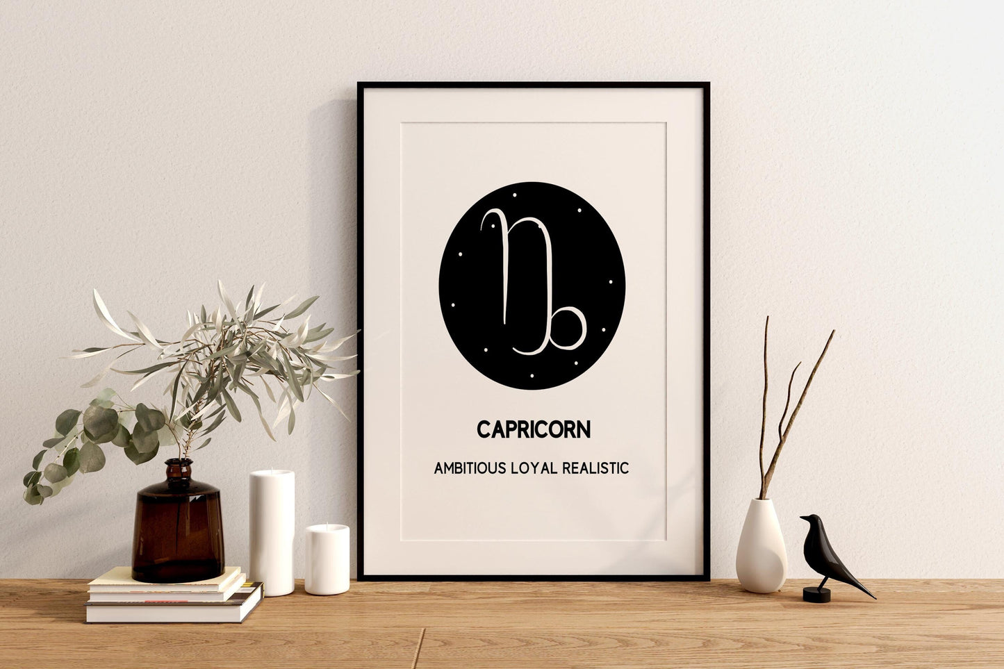 Zodiac Minimalist Wall Art | CAPRICORN Glyph Print | Zodiac Gift | Astrology Prints As Home Decor | A4 Printable.
