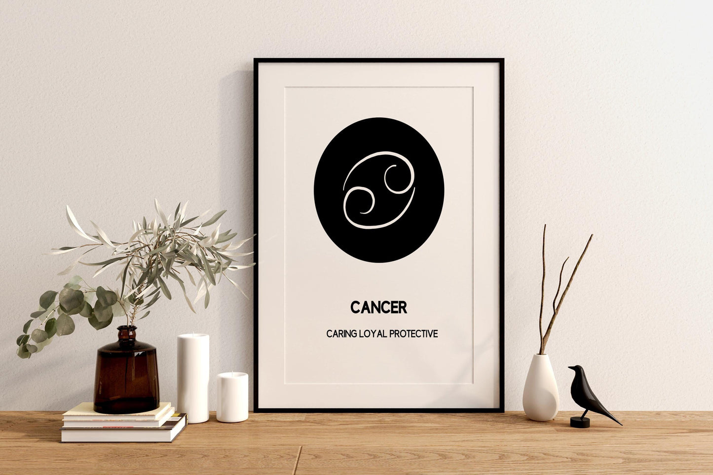 CANCER Glyph Art Print | Zodiac Gift Minimalist Wall Art | Horoscope Print Astrology Poster | A4 Printable
