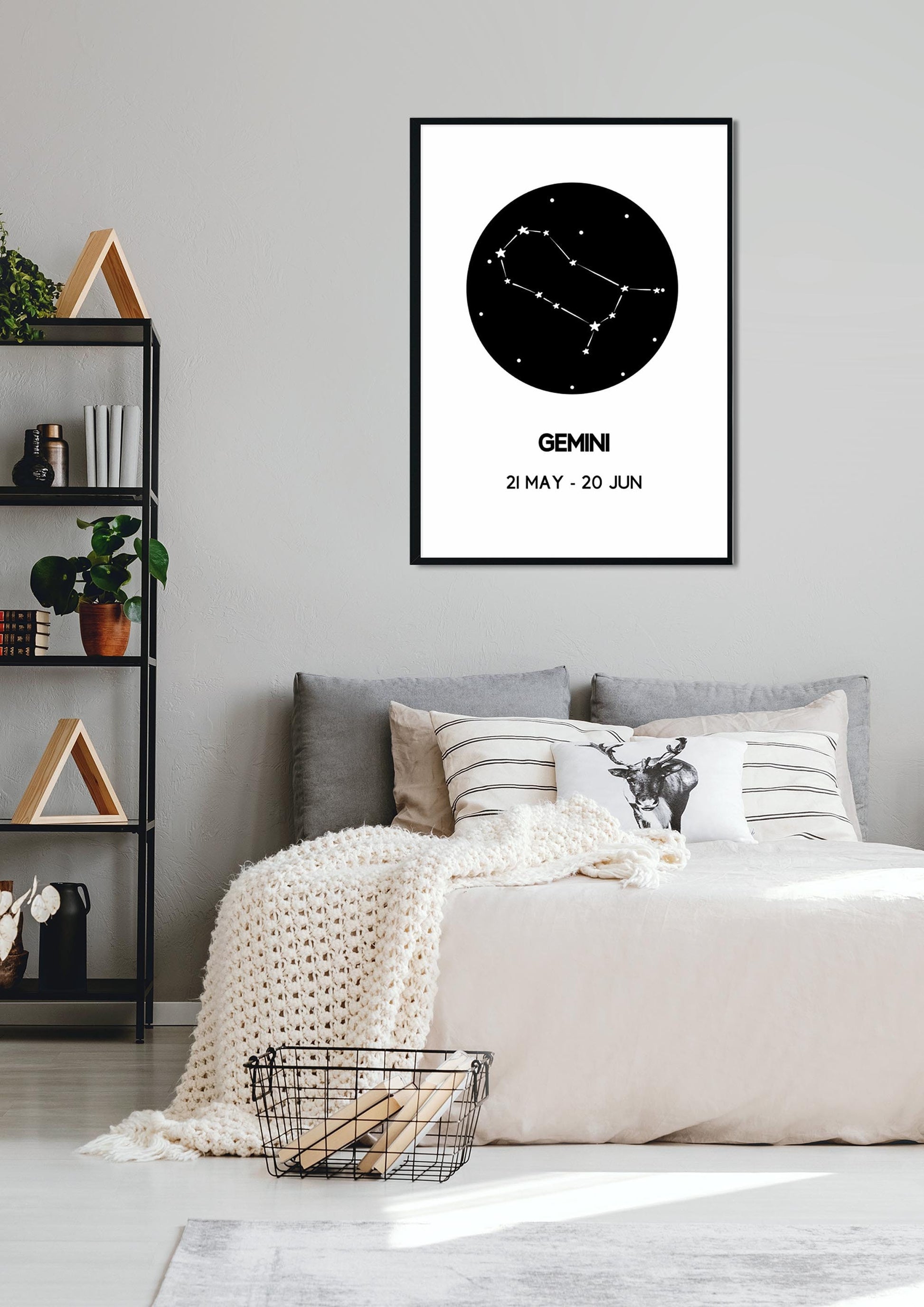 GEMINI Gift Constellation Print | Zodiac Art Print | Astrology Prints As Home Decor | Printable Minimalist Wall Art A4