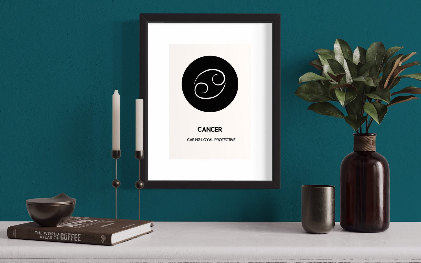 CANCER Glyph Art Print | Zodiac Gift Minimalist Wall Art | Horoscope Print Astrology Poster | A4 Printable