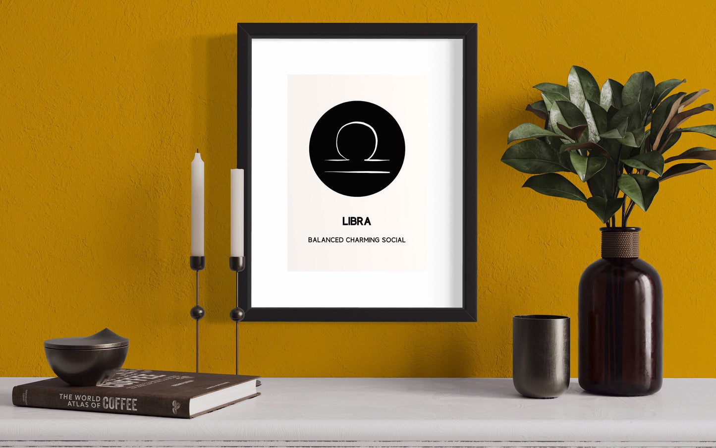 LIBRA Glyph Art Print | Zodiac Gift Minimalist Wall Art | Horoscope Print Astrology Poster | A4 Printable