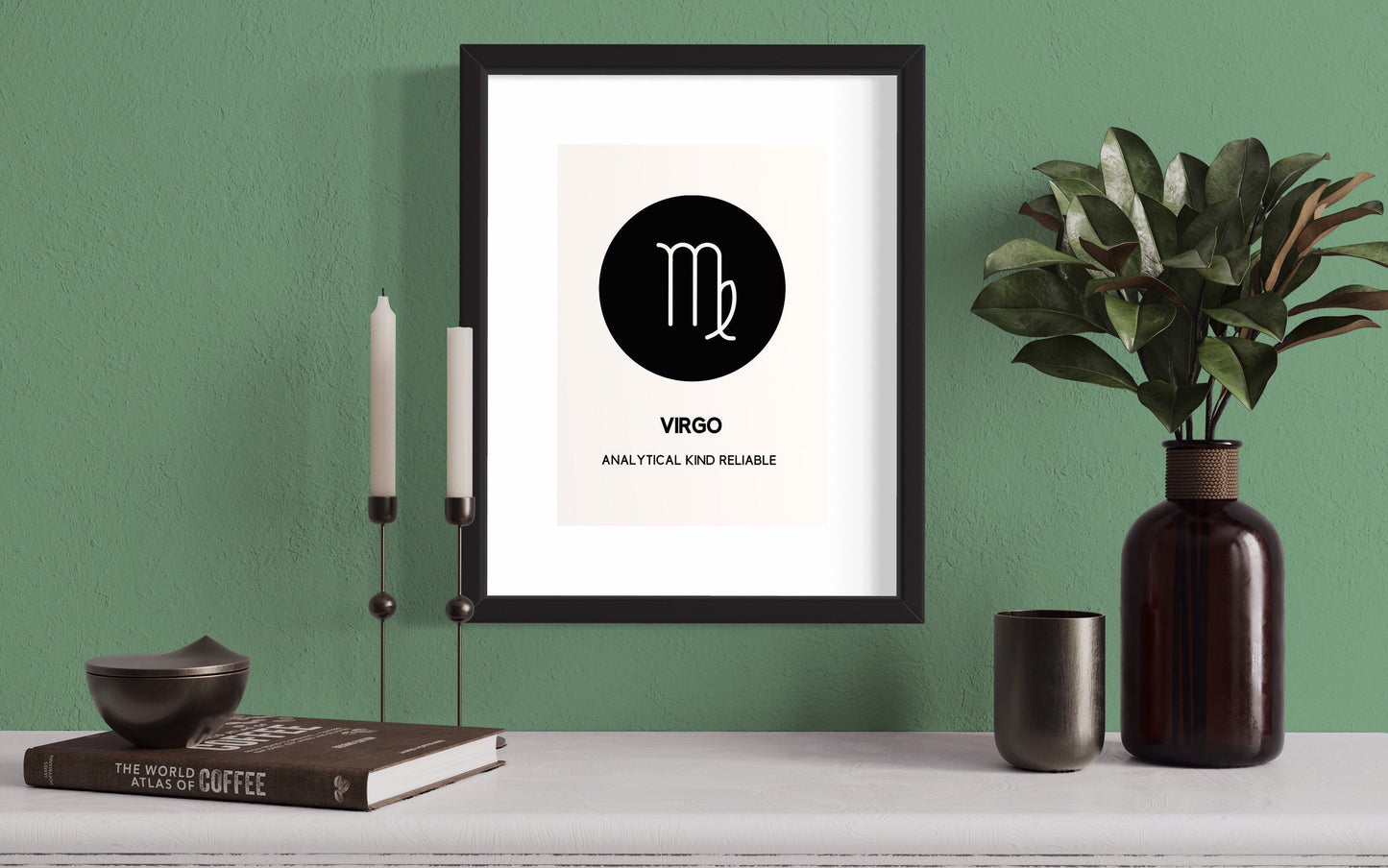 VIRGO Glyph Art Print | Zodiac Gift Minimalist Wall Art | Horoscope Print Astrology Poster | A4 Printable