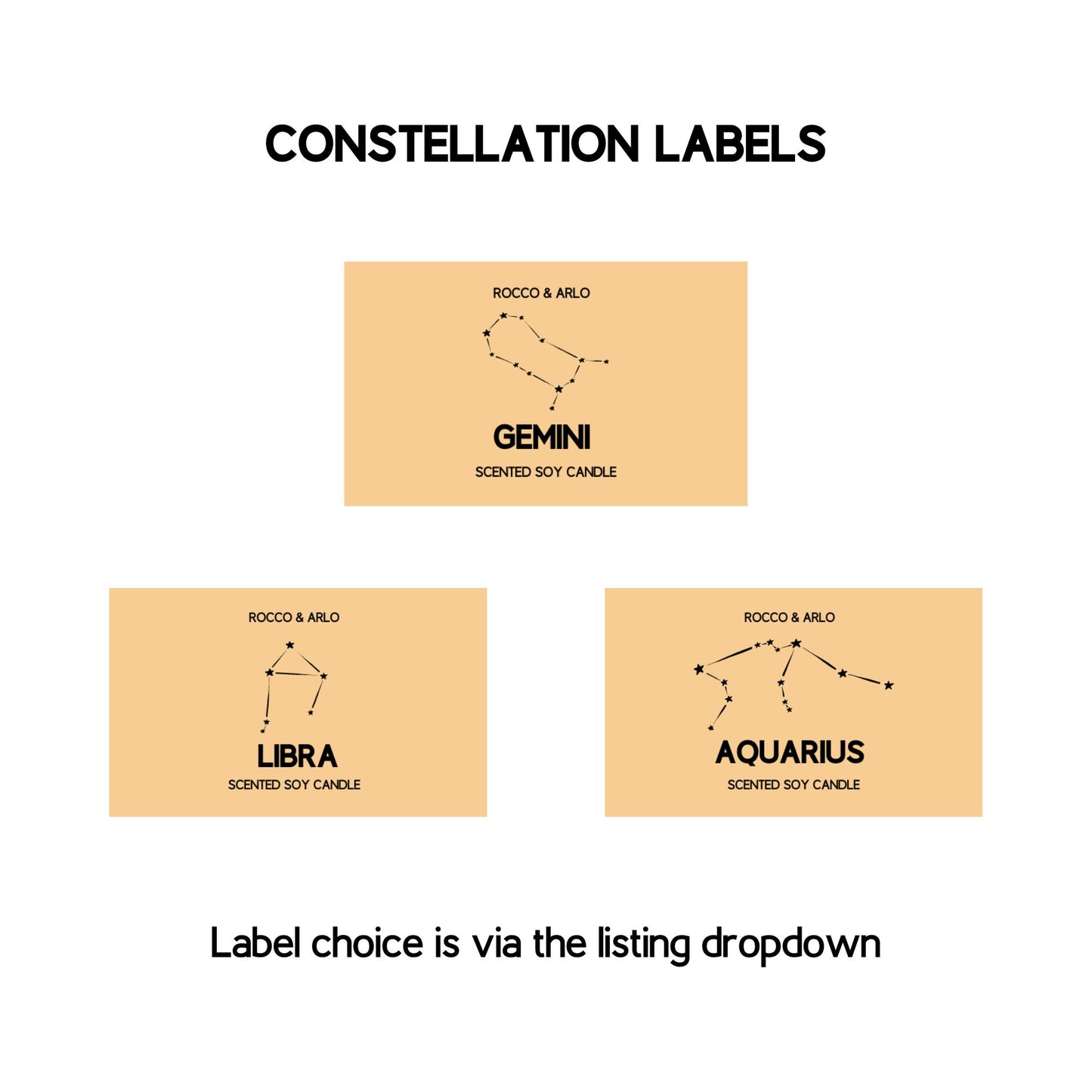 LIBRA Zodiac Crystal & Candle Making Kit | Add Star Sign, Glyph of Constellation Labels | Lime Basil Mandarin Scented