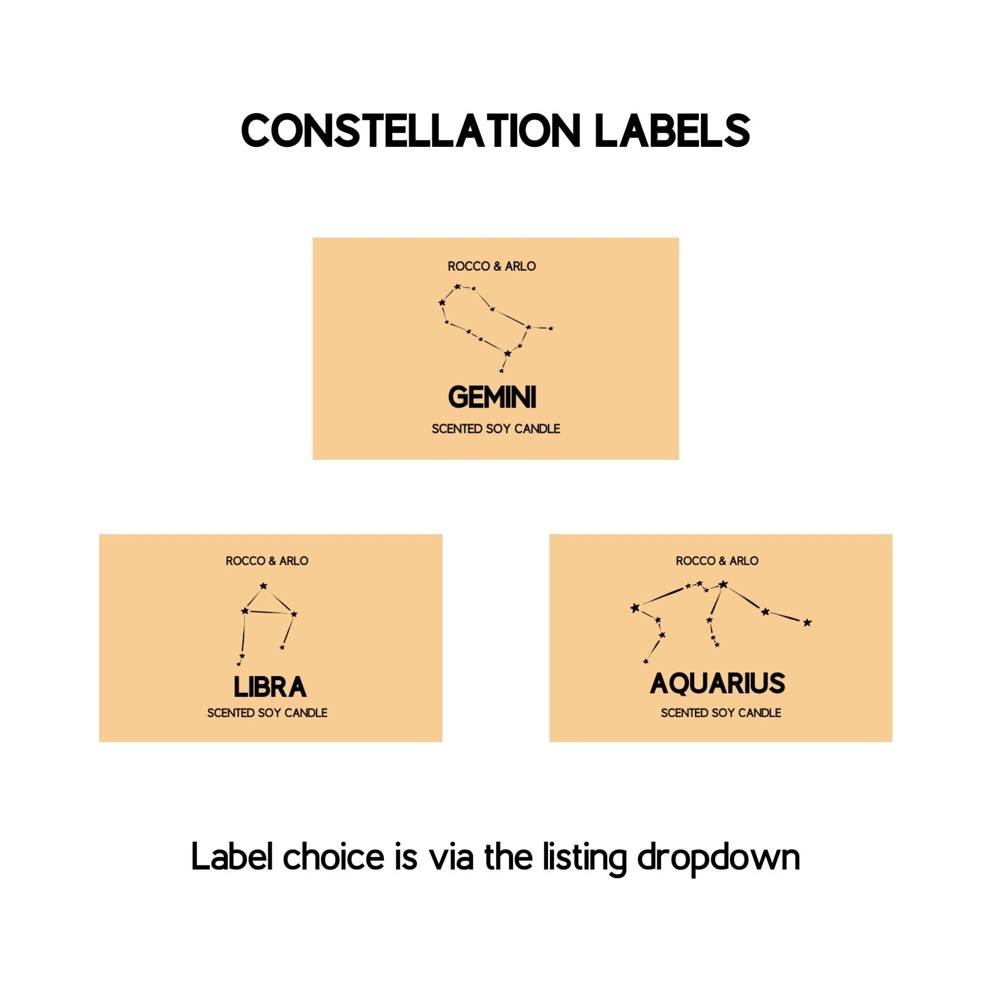 LIBRA Zodiac Crystal & Candle Making Kit | Add Star Sign, Glyph of Constellation Labels | Lime Basil Mandarin Scented