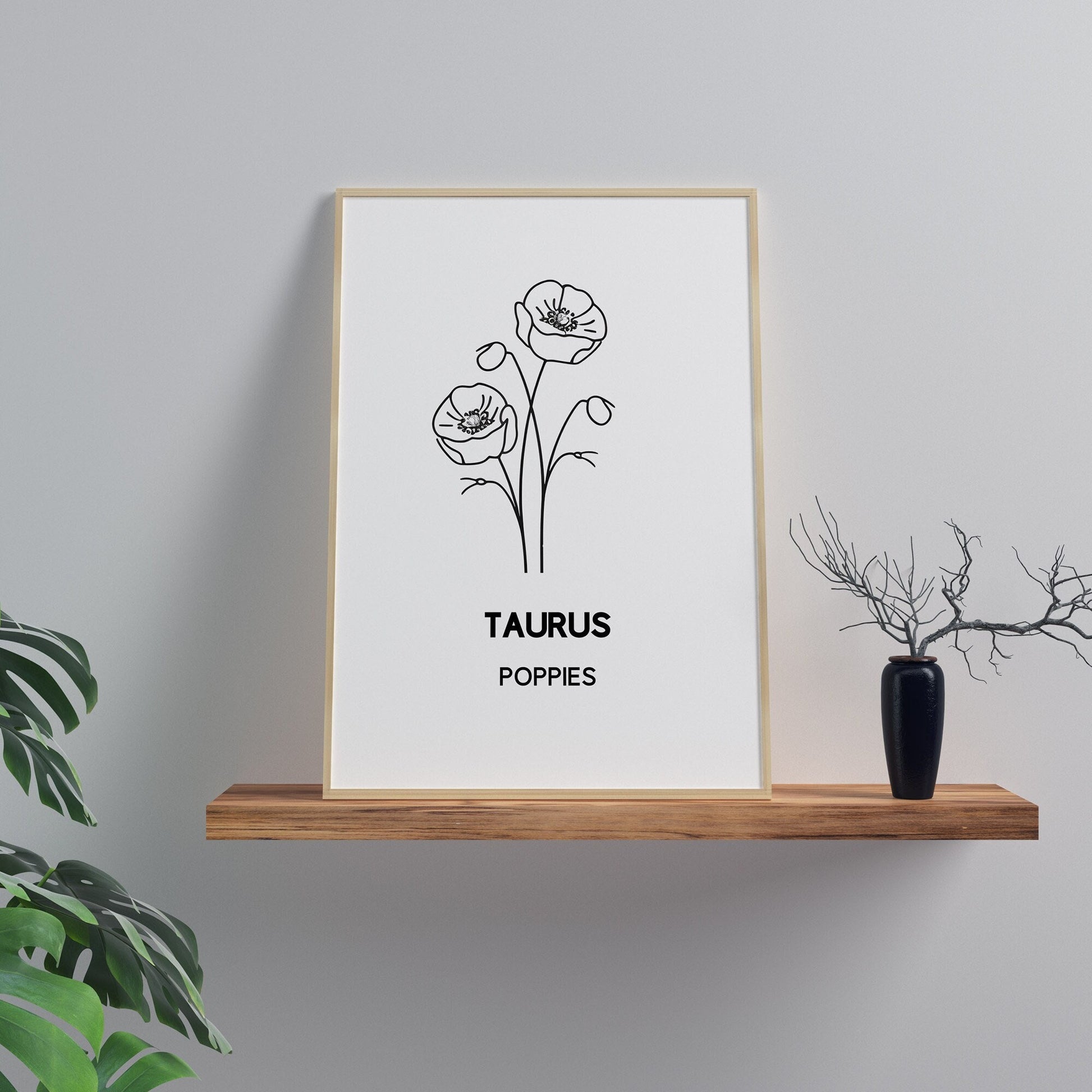 taurus zodiac birth flower print