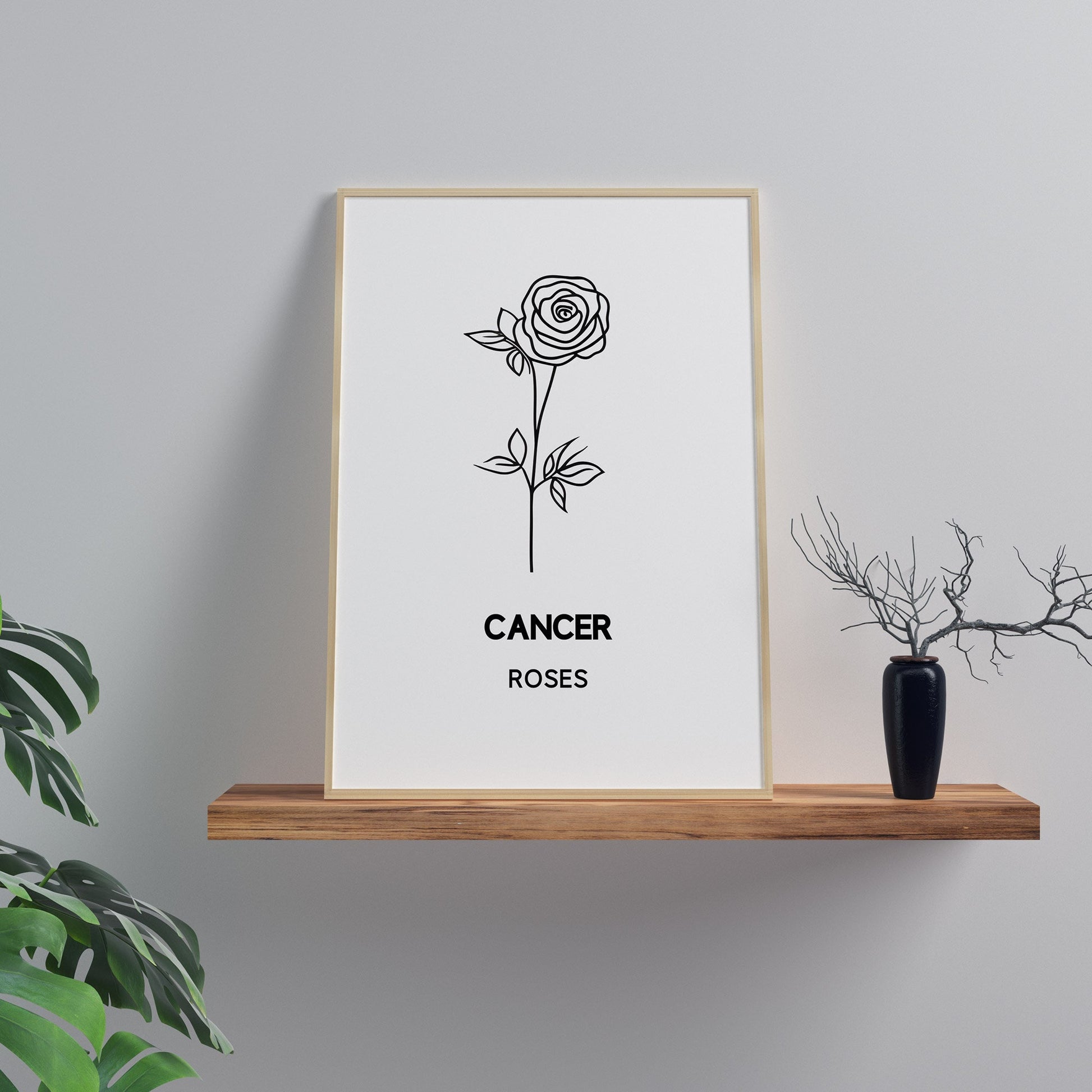 cancer zodiac birth flower print