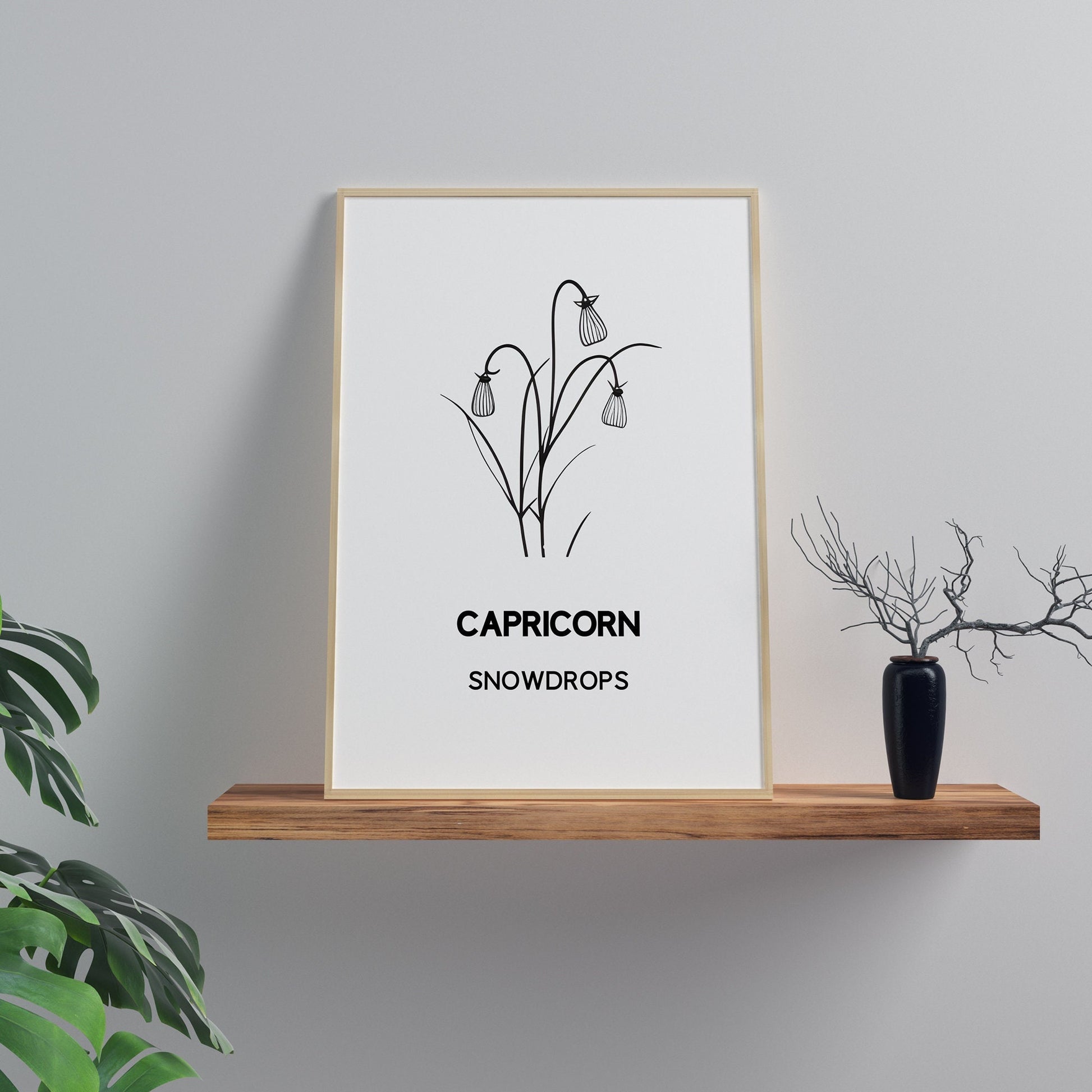 capricorn birth flower snowdrop print