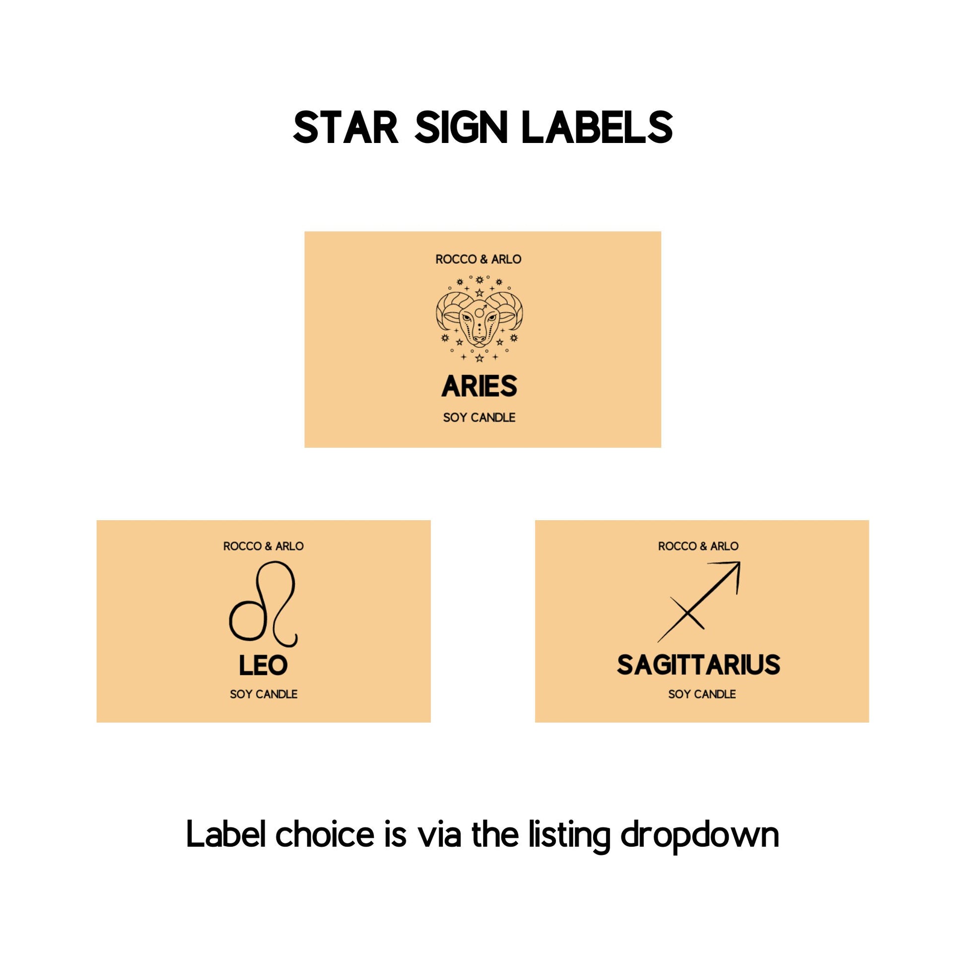 SAGITTARIUS Zodiac Crystal & Candle Making Kit | Add Star Sign, Glyph or Constellation Labels | Black Pomegranate Scented