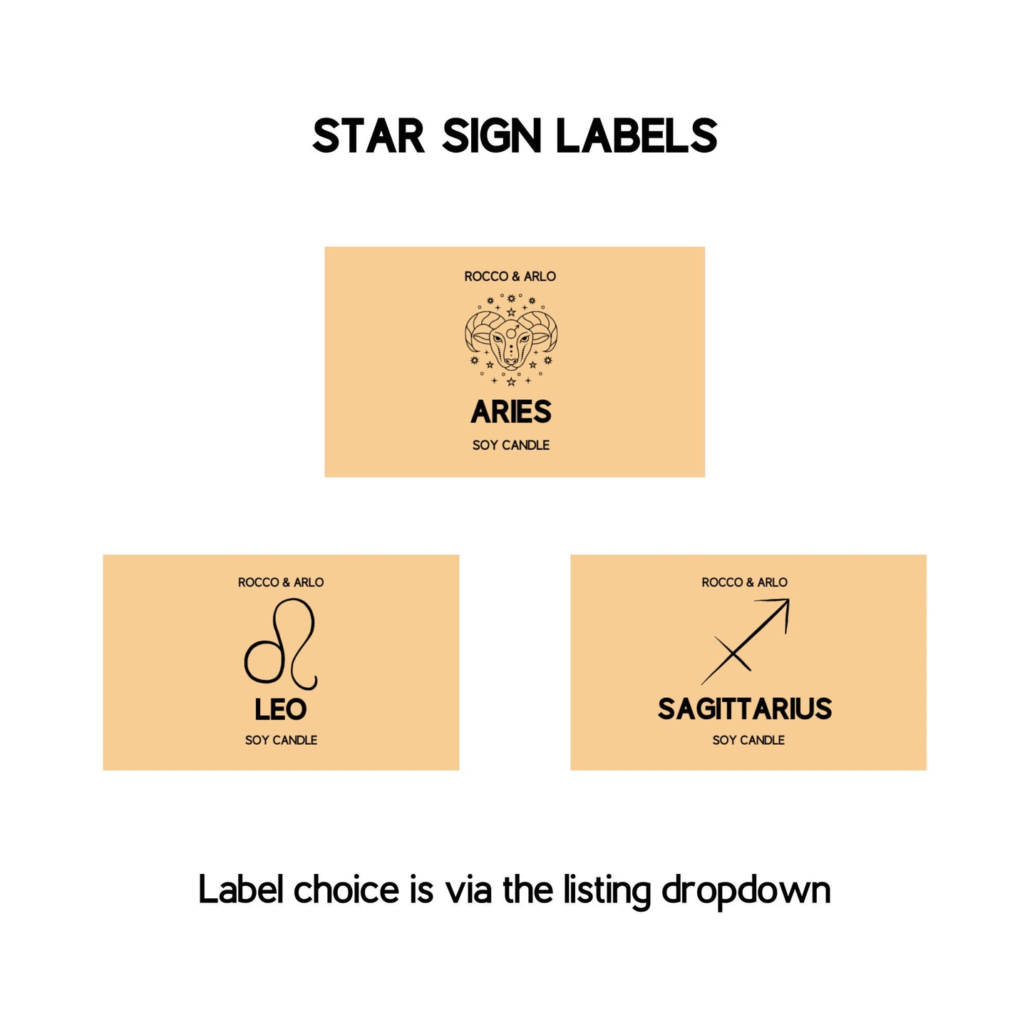 ARIES Zodiac Crystal & Candle Making Kit | Add Star Sign, Glyph or Constellation Labels | Black Pomegranate Scented