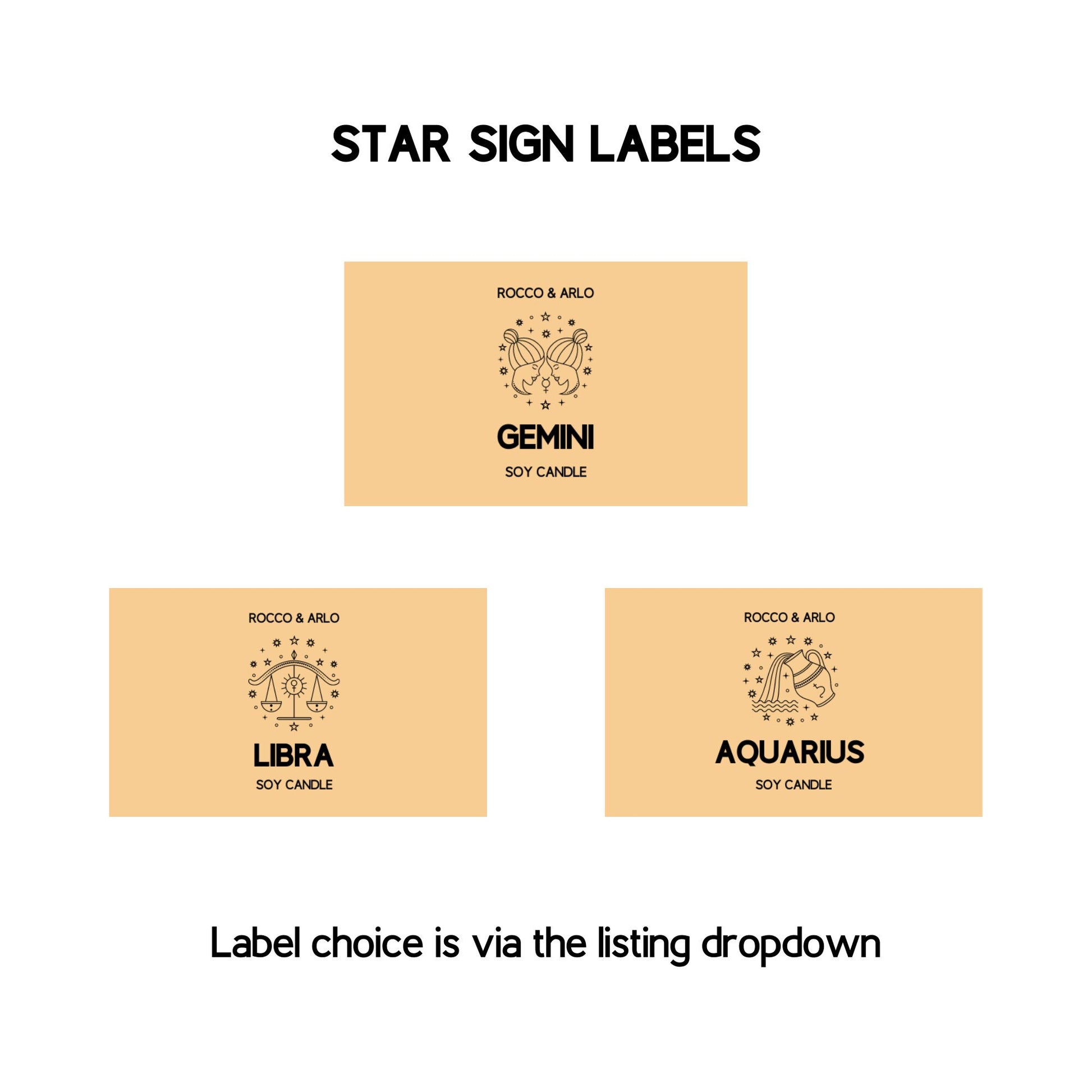 LIBRA Zodiac Crystal & Candle Making Kit | Add Star Sign, Glyph of Constellation Labels | Lime Basil Mandarin Scented