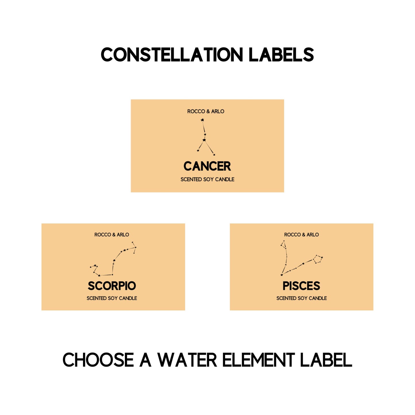 SCORPIO Zodiac Candle Making Kit | Add Glyph, Star Sign or Constellation Labels | Sage and Sea Salt Scented