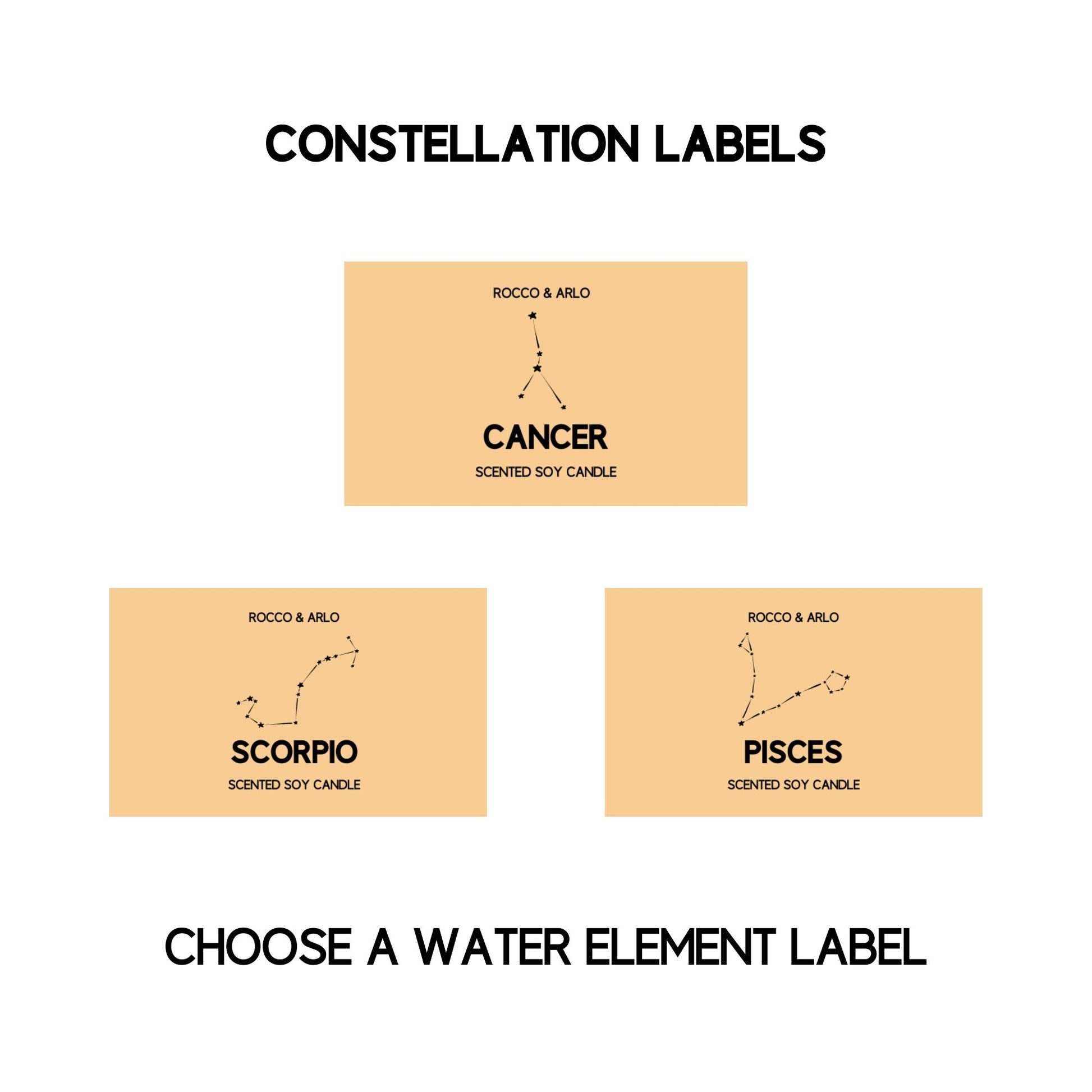 SCORPIO Zodiac Candle Making Kit | Add Glyph, Star Sign or Constellation Labels | Sage and Sea Salt Scented