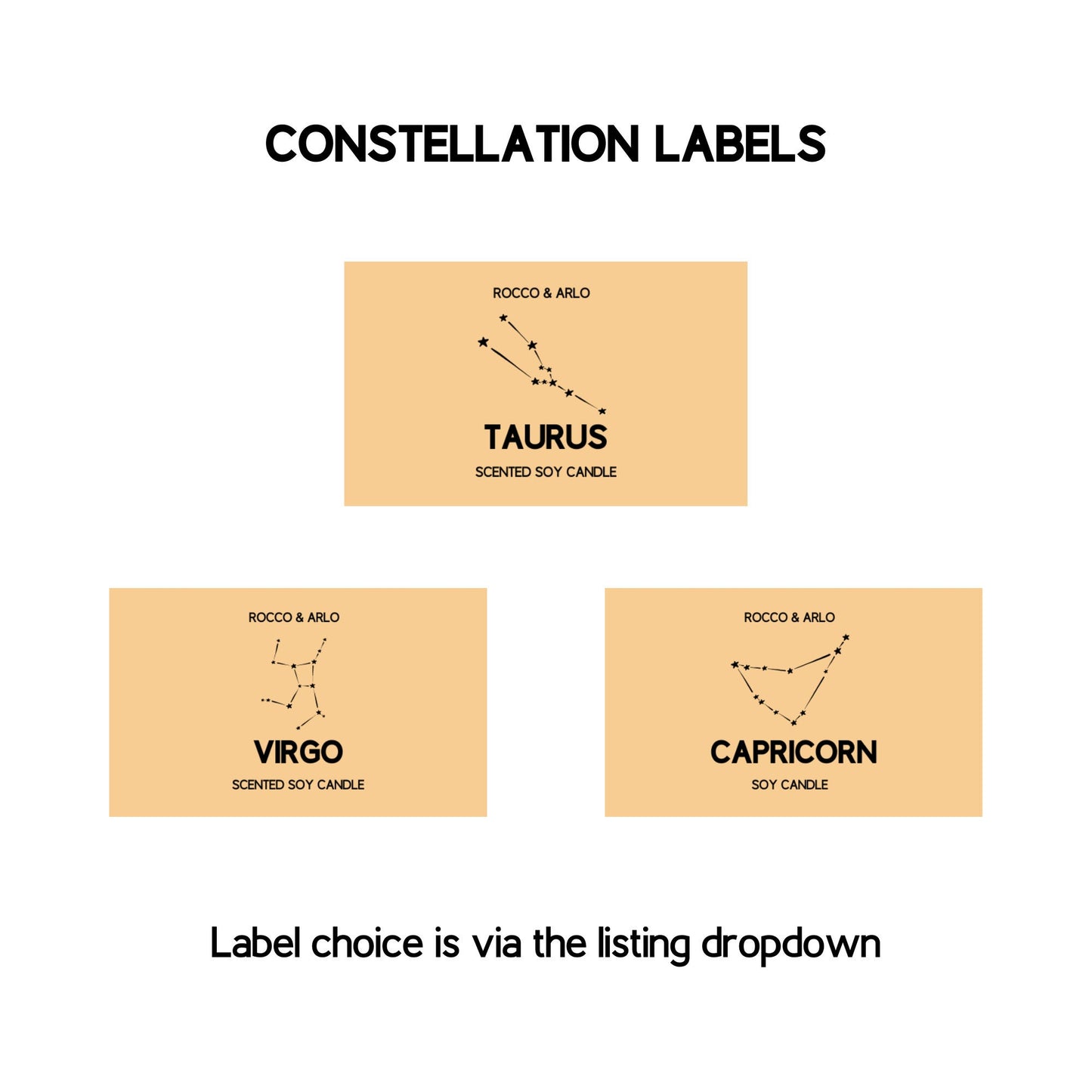 TAURUS Zodiac Crystal & Candle Making Kit | | Add Glyph, Star Sign or Constellation Labels | Pear and Freesia Scented