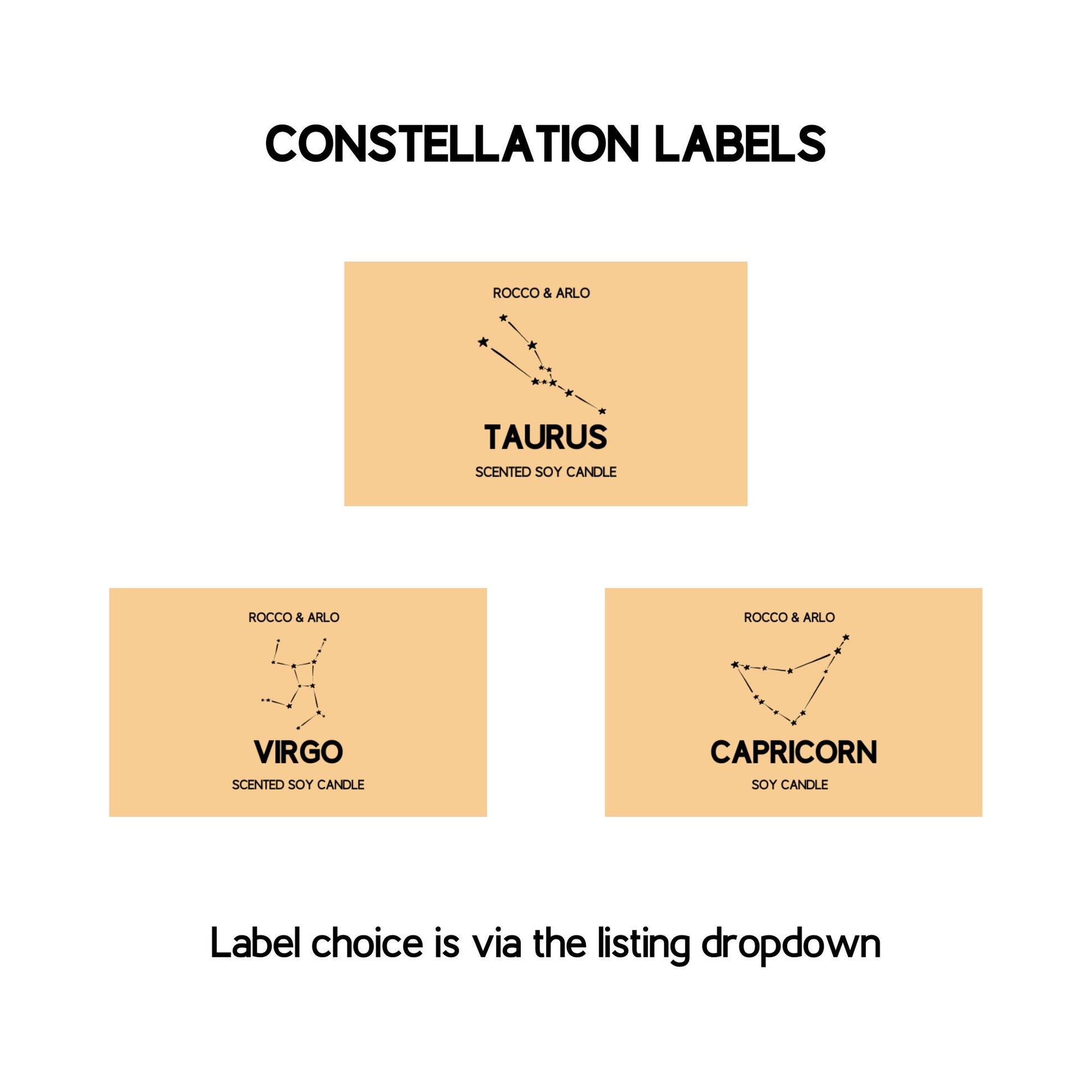 TAURUS Zodiac Crystal & Candle Making Kit | | Add Glyph, Star Sign or Constellation Labels | Pear and Freesia Scented