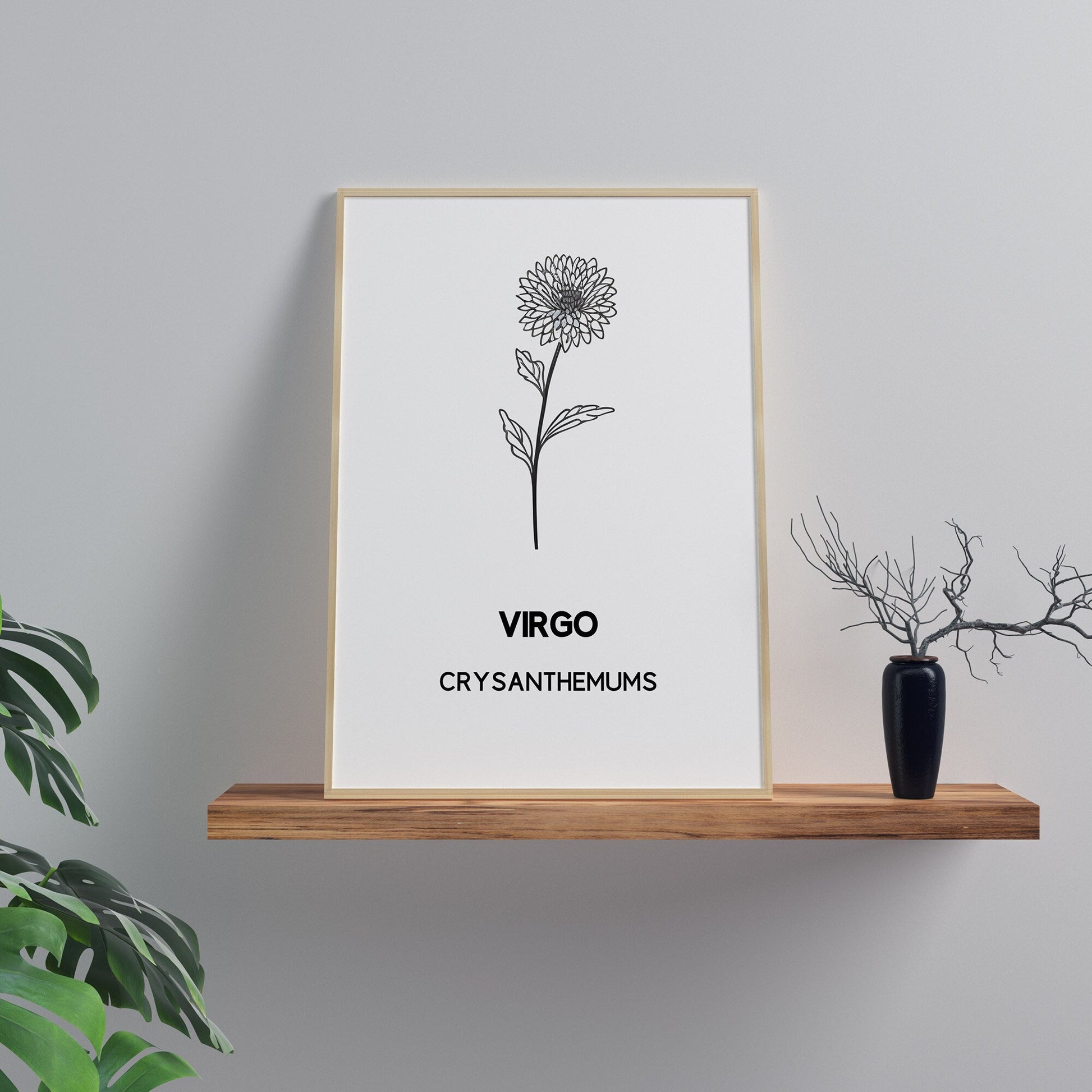 virgo zodiac birth flower print