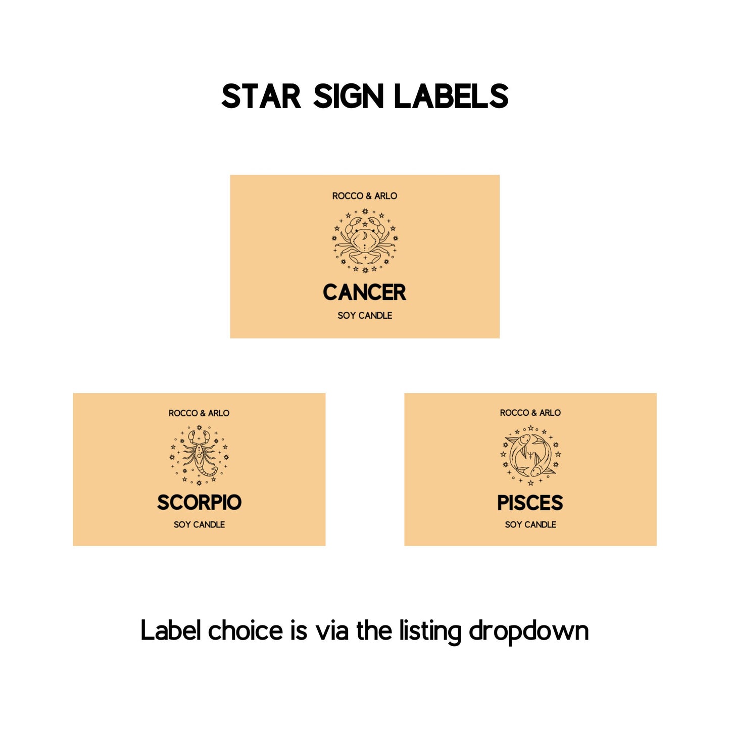 CANCER Zodiac Candle Making Kit | Add Glyph, Star Sign or Constellation Labels | Sage and Sea Salt Scented