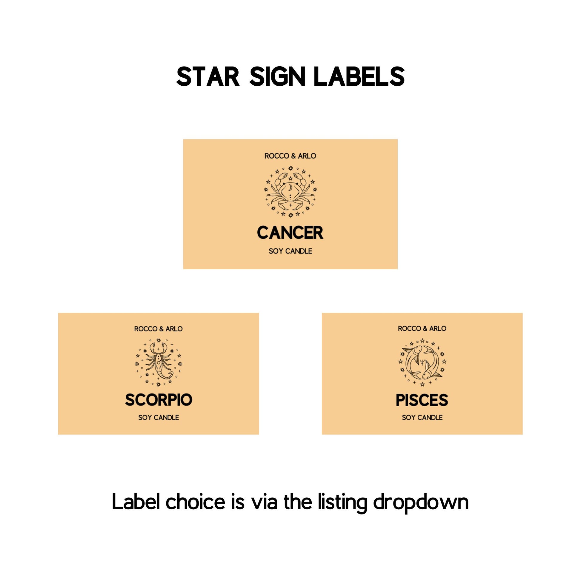 PISCES Zodiac Crystal & Candle Making Kit | Add Glyph, Star Sign or Constellation Labels | Sage and Sea Salt Scented