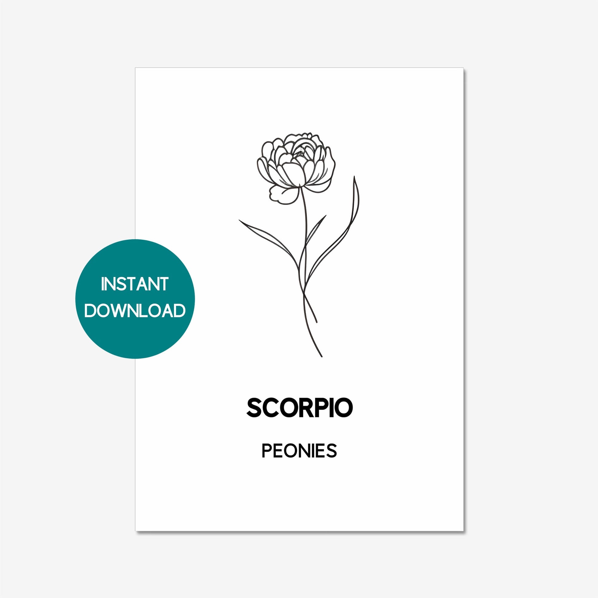 scorpio zodiac birth flower printable