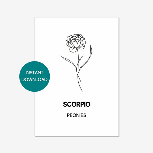 scorpio zodiac birth flower printable