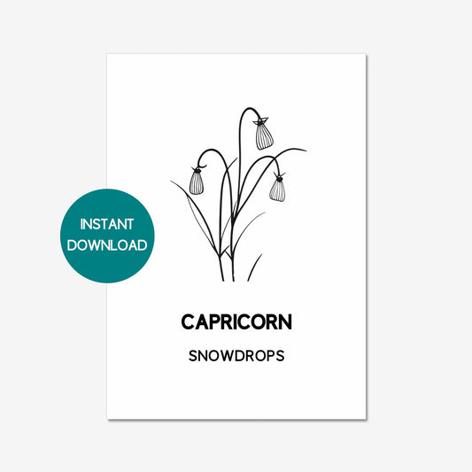 capricorn zodiac birth flower printable