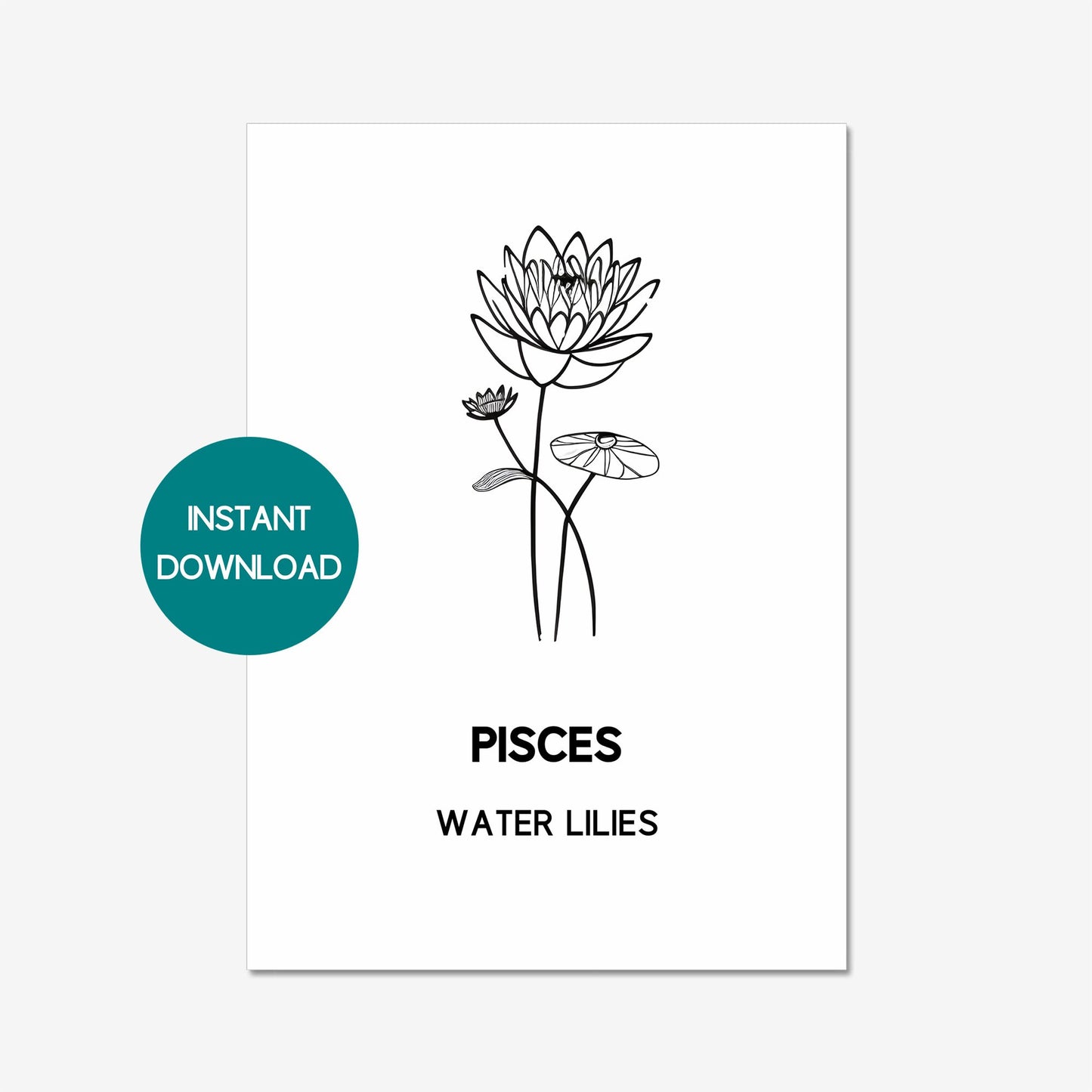 pisces zodiac birth flower printable