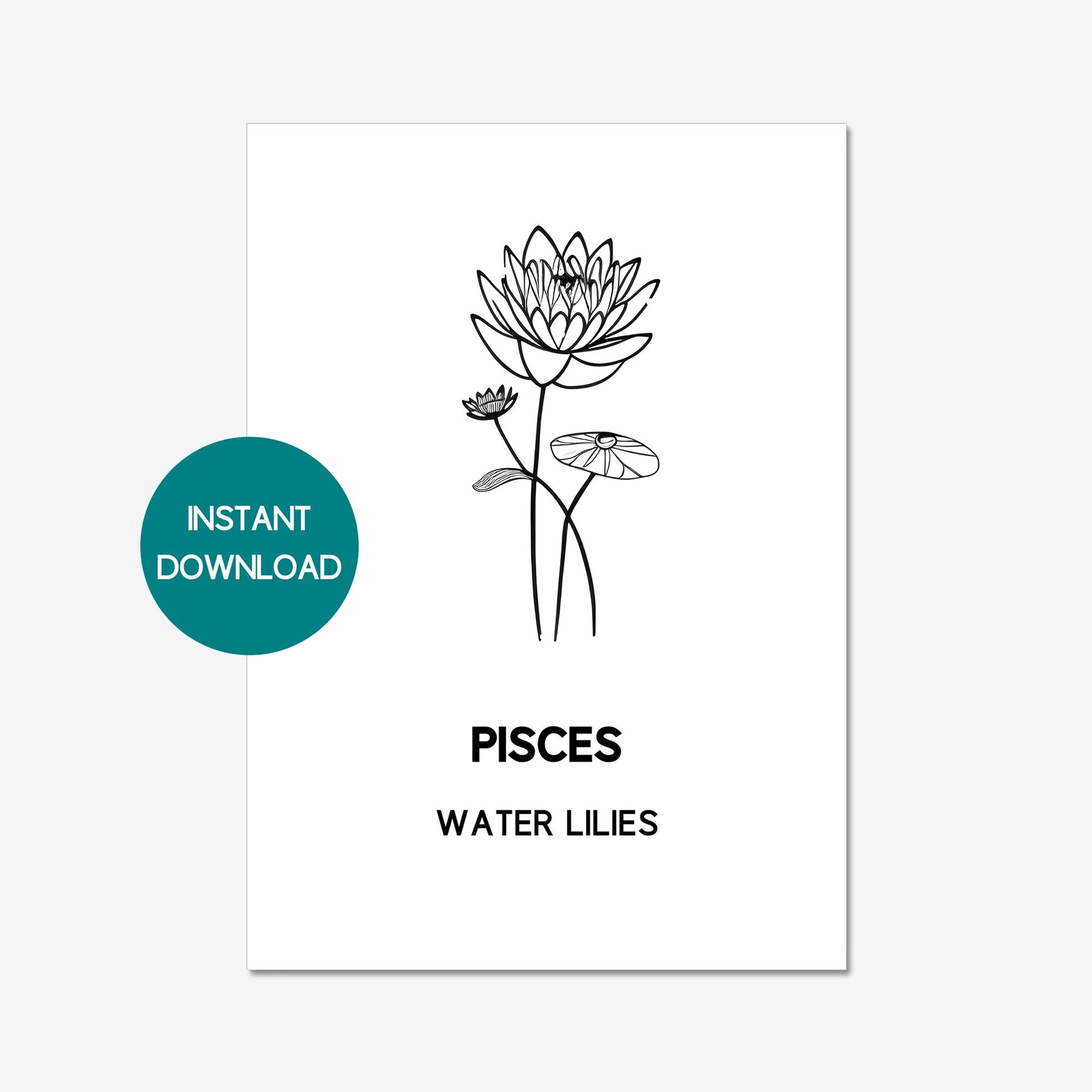 pisces zodiac birth flower printable