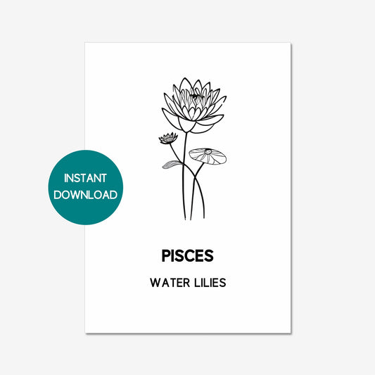 pisces zodiac birth flower printable