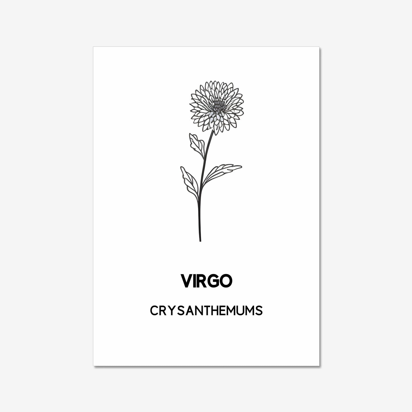 virgo black and white minimalist line art