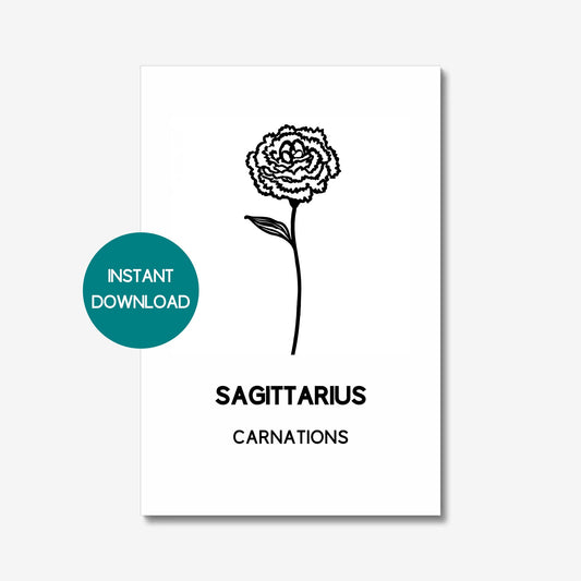 sagittarius zodiac birth flower printable