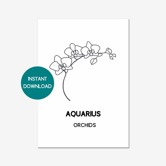 aquarius zodiac birth flower printable