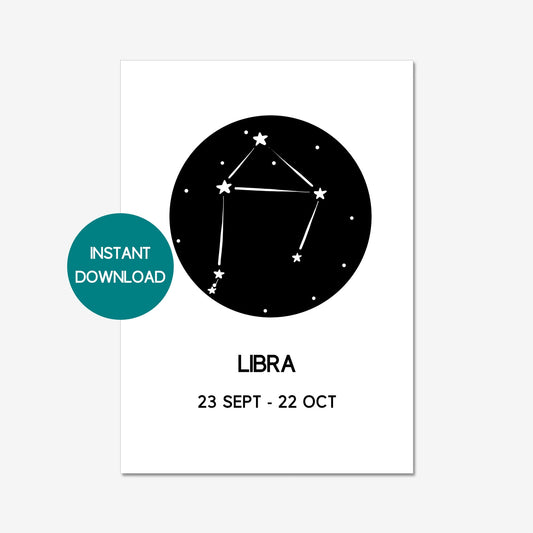 libra printable wall art a4