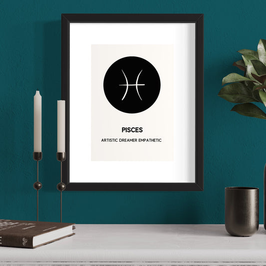 pisces sign symbol print