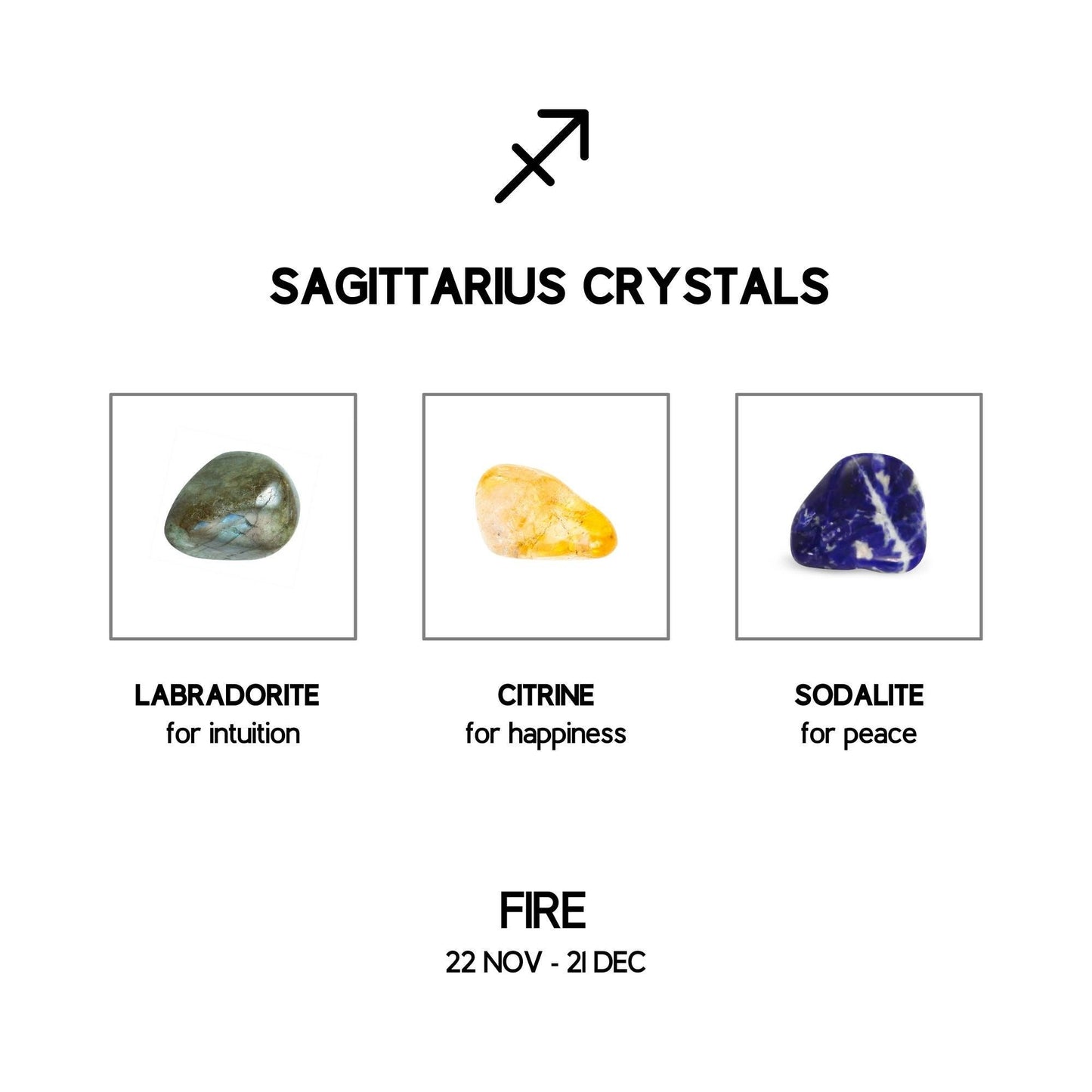 sagittarius zodiac crystal set