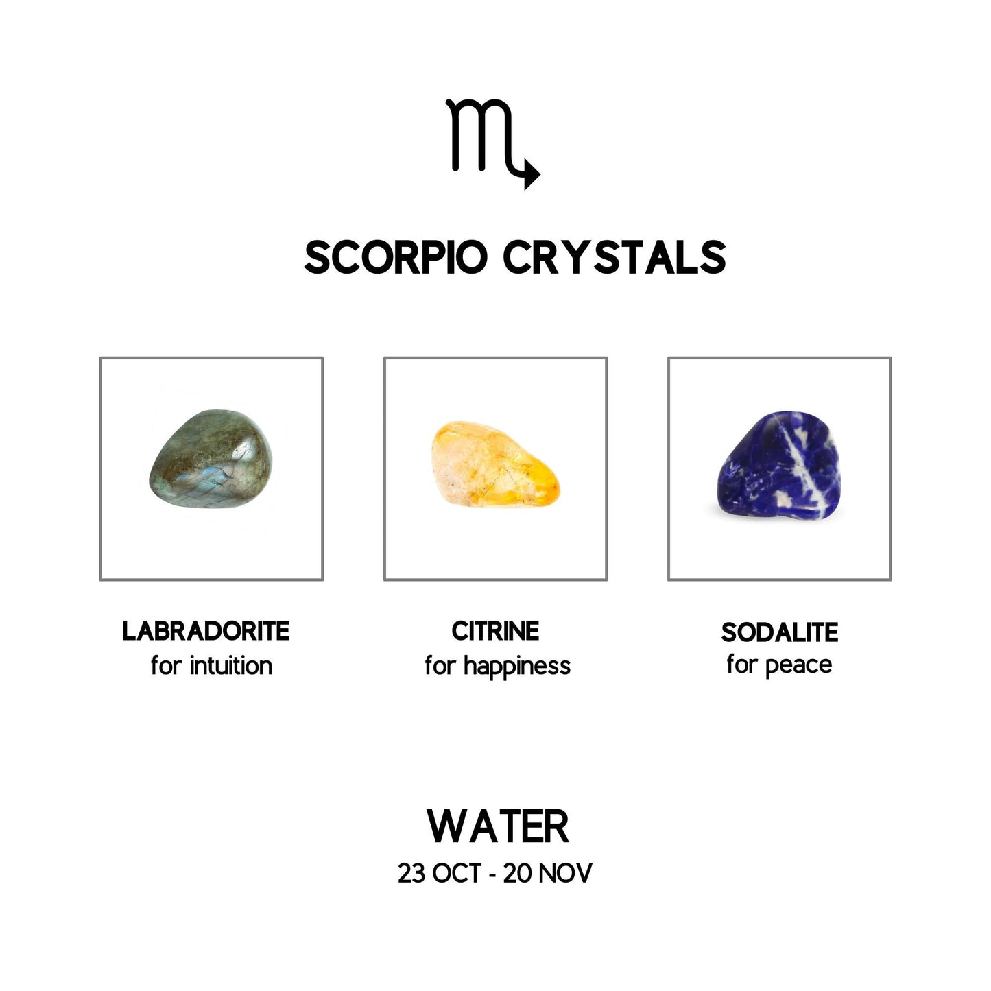 scorpio zodiac crystal set