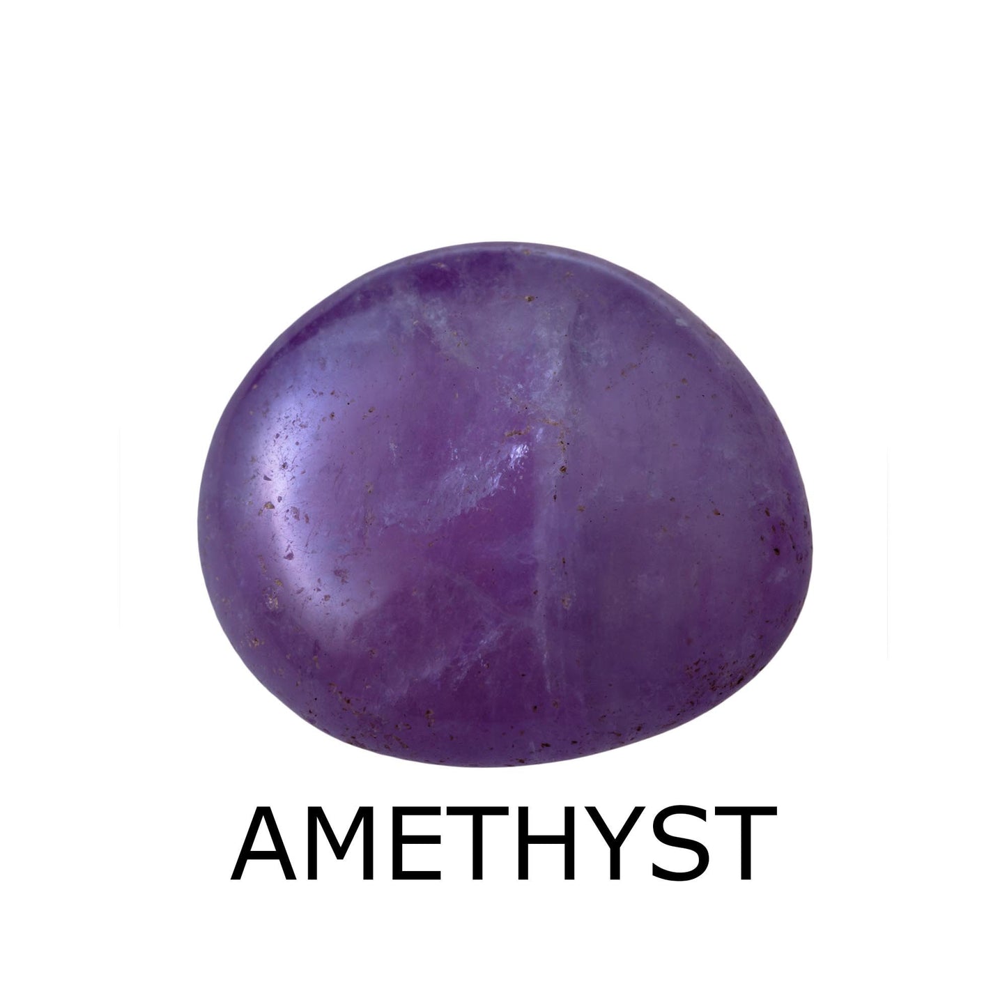 amethyst tumbled stone with label